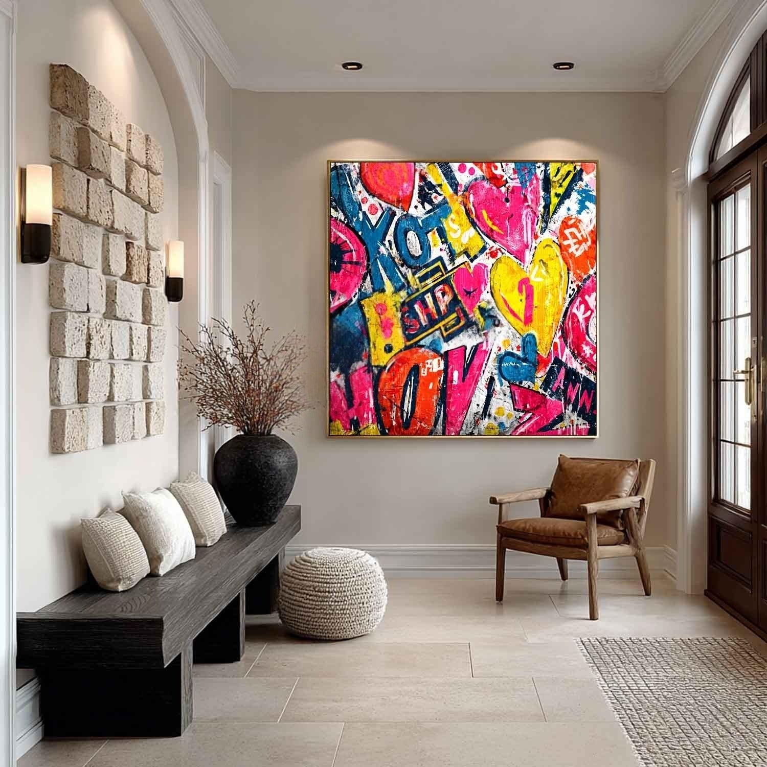 Wall Art Pop Art Graffiti Heart Love Street - Neutralighting