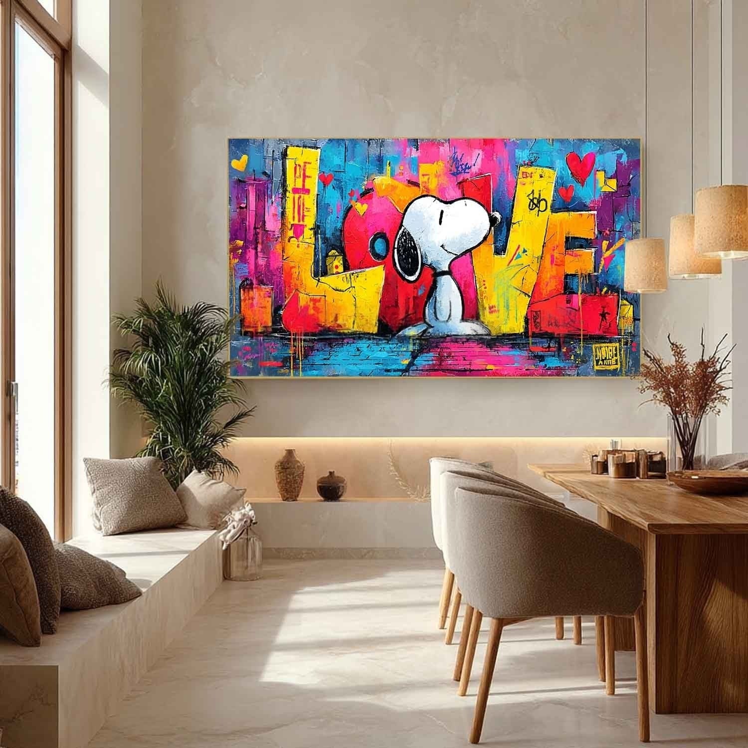 Snoopy Love Graffiti Pop Art Impasto Painting - Neutralighting