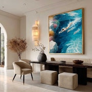 Tropical Ocean Swimmers Impasto Painting - Neutralighting