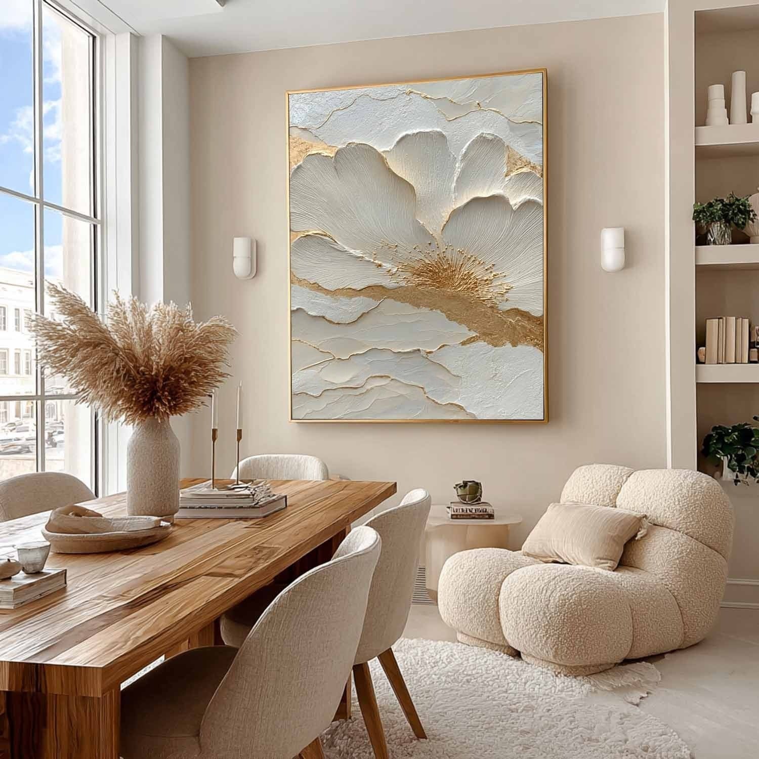 Wall Art Textured Floral Painting - Neutralighting