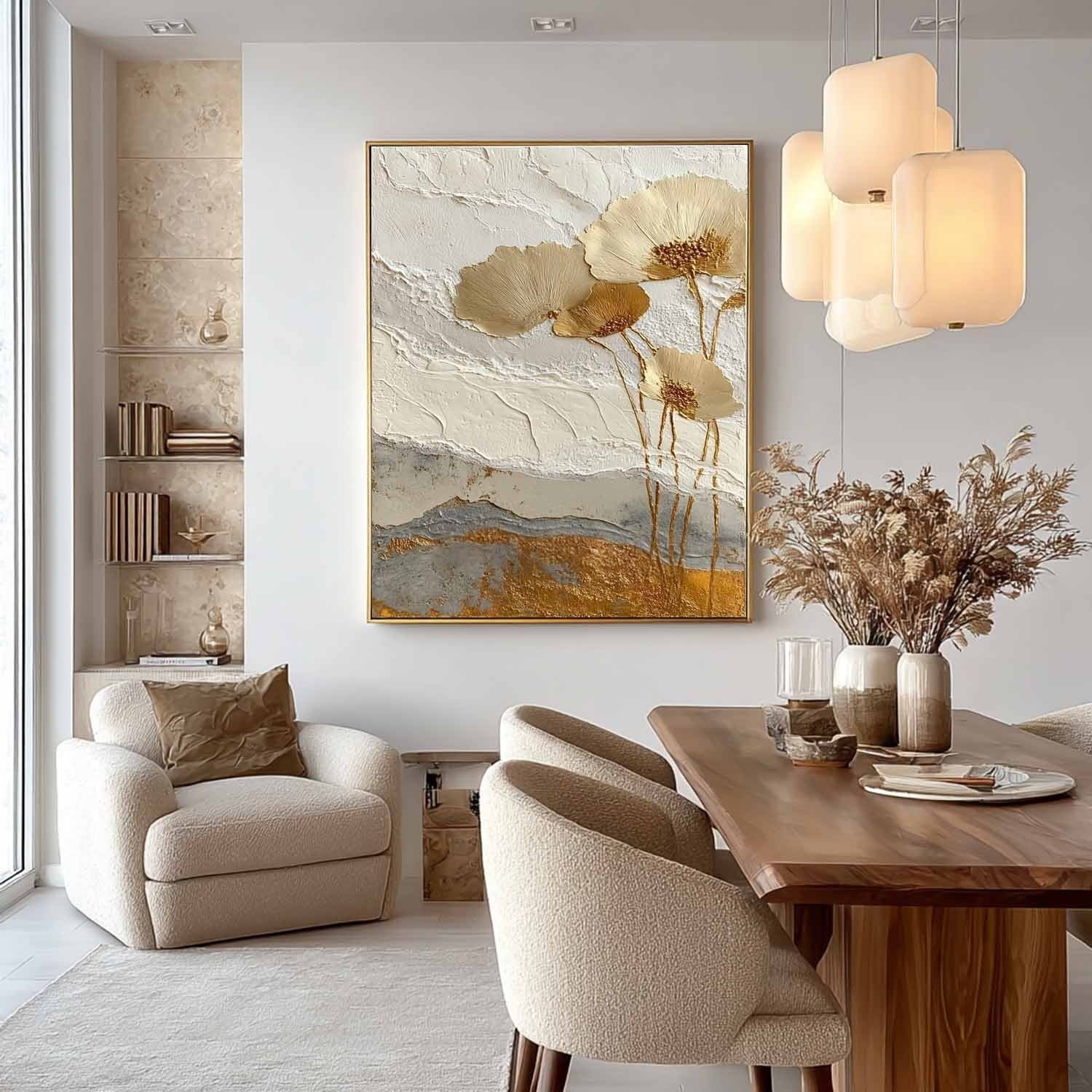 Wall Art Minimalist Textured Metallic Gold - Neutralighting