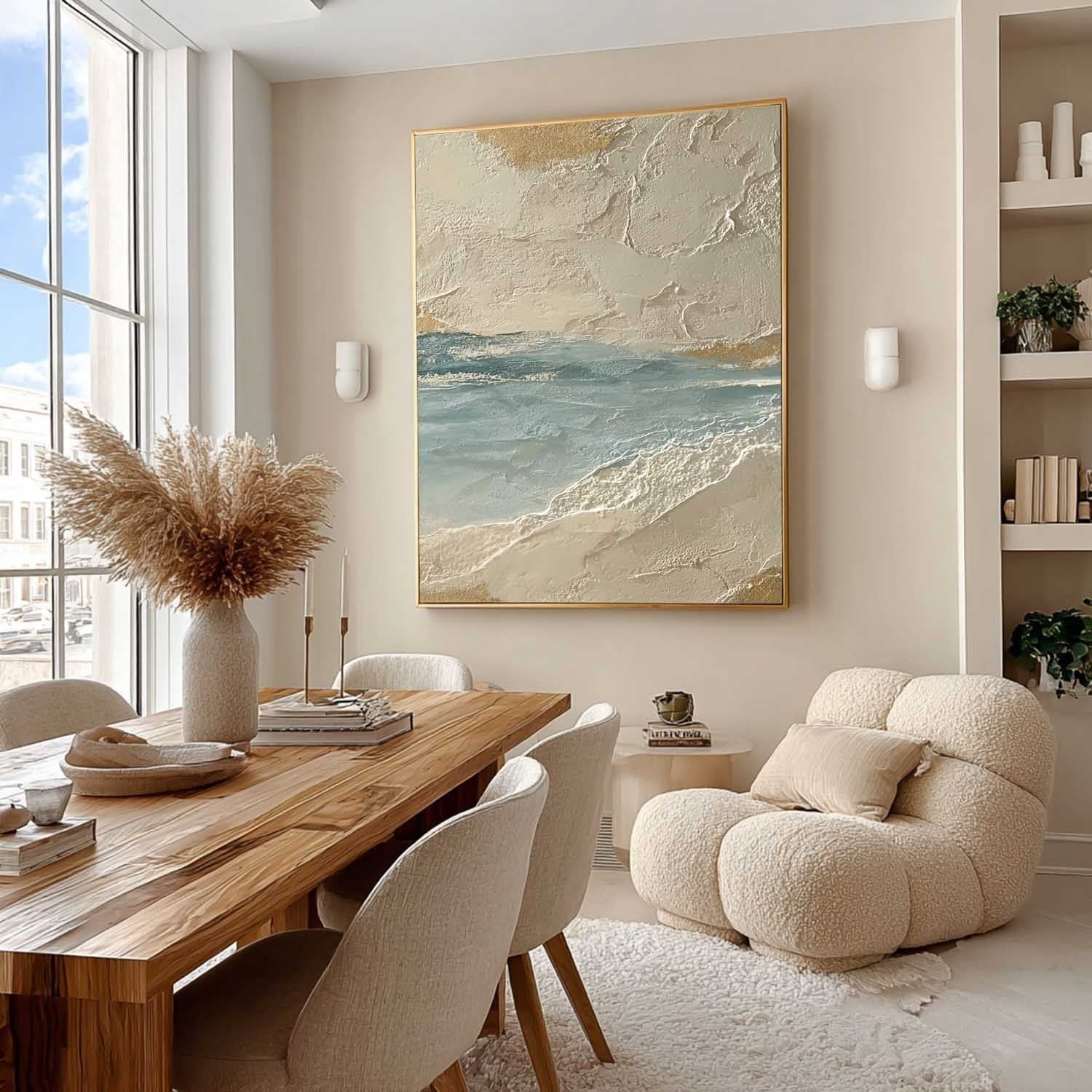 Wall Art Coastal Textured Serene Ocean - Neutralighting