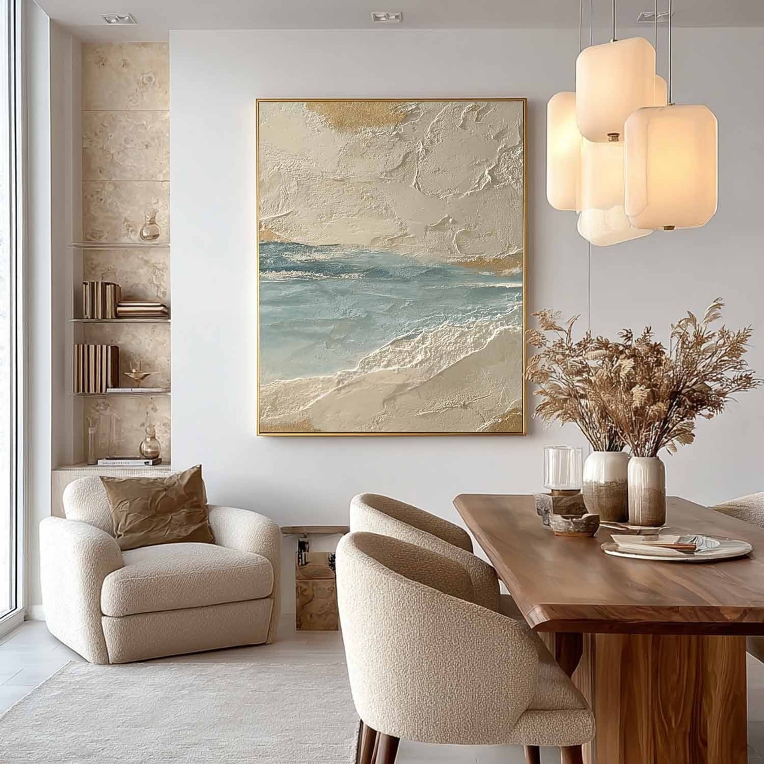 Wall Art Coastal Textured Serene Ocean - Neutralighting