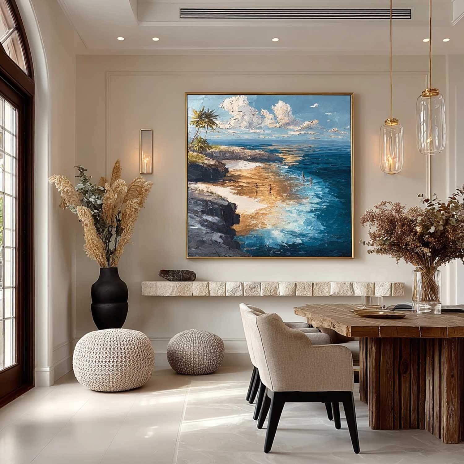 Tropical Cliffside Beach Impasto Painting - Neutralighting