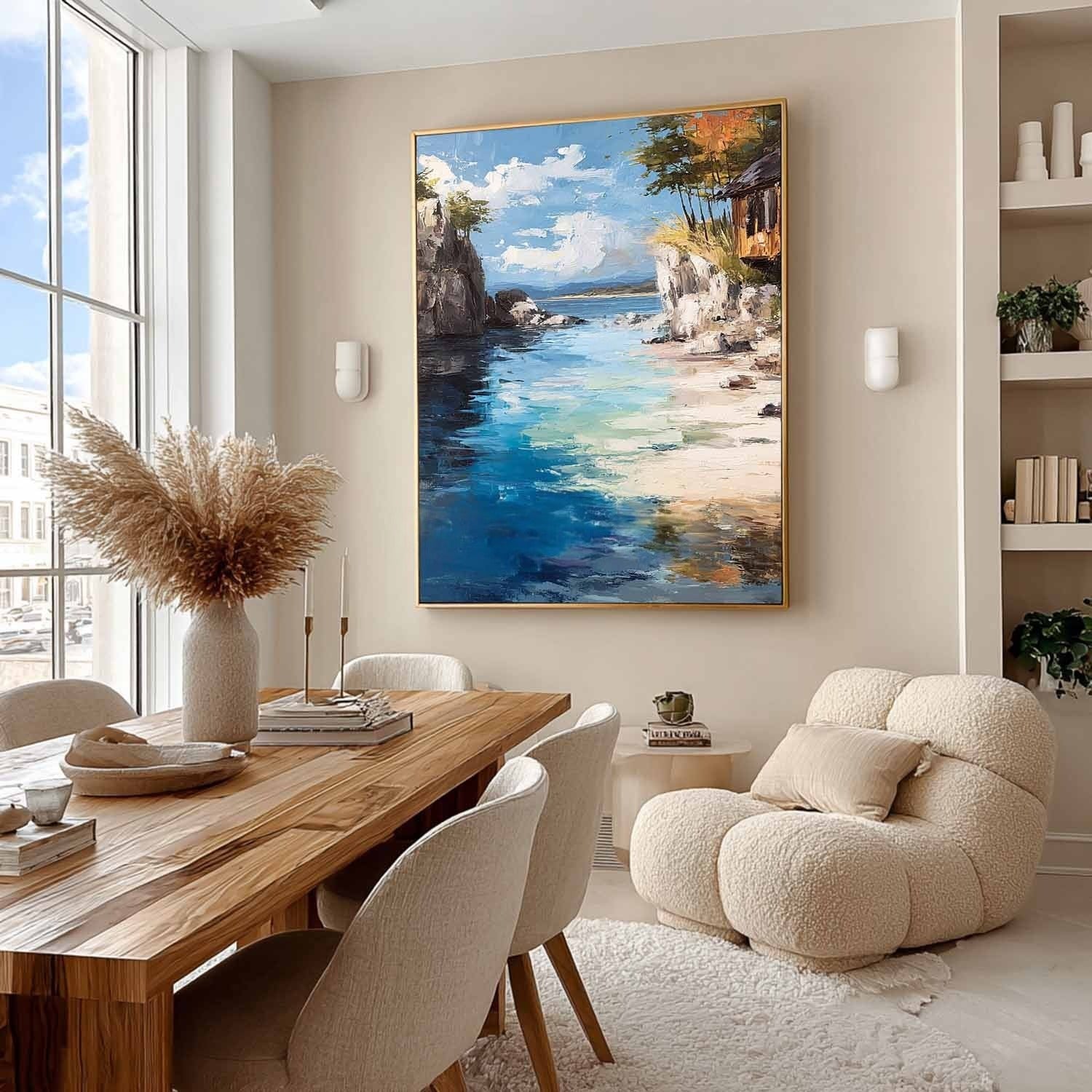 Secluded Cliffside Cove Impasto Painting - Neutralighting