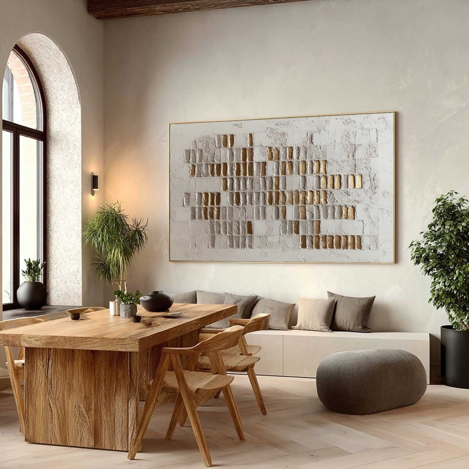 Wall Art Horizontal 3D Impasto Gold - Neutralighting
