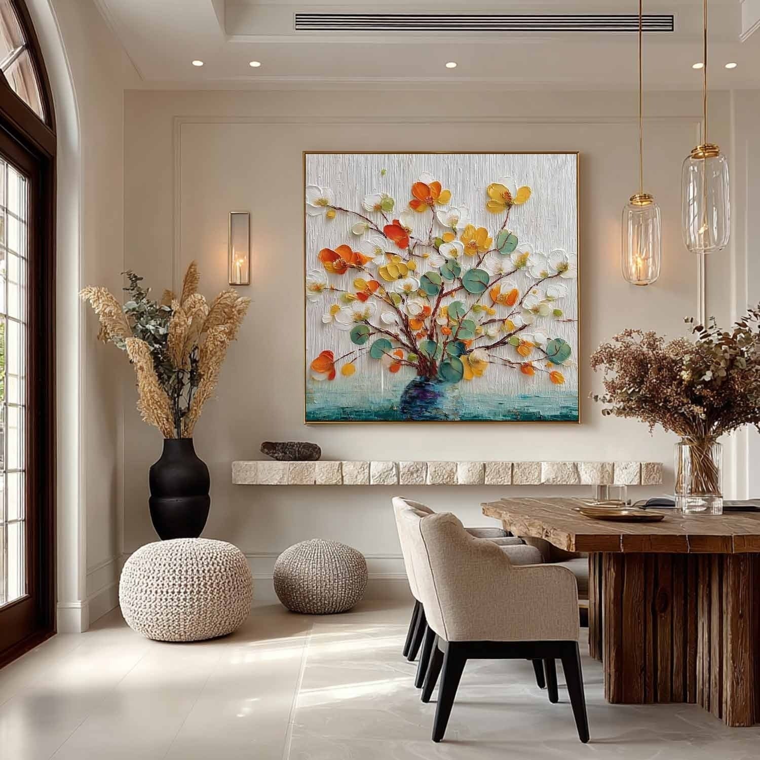 Autumn Blossom in Vase 3D Impasto Painting - Neutralighting