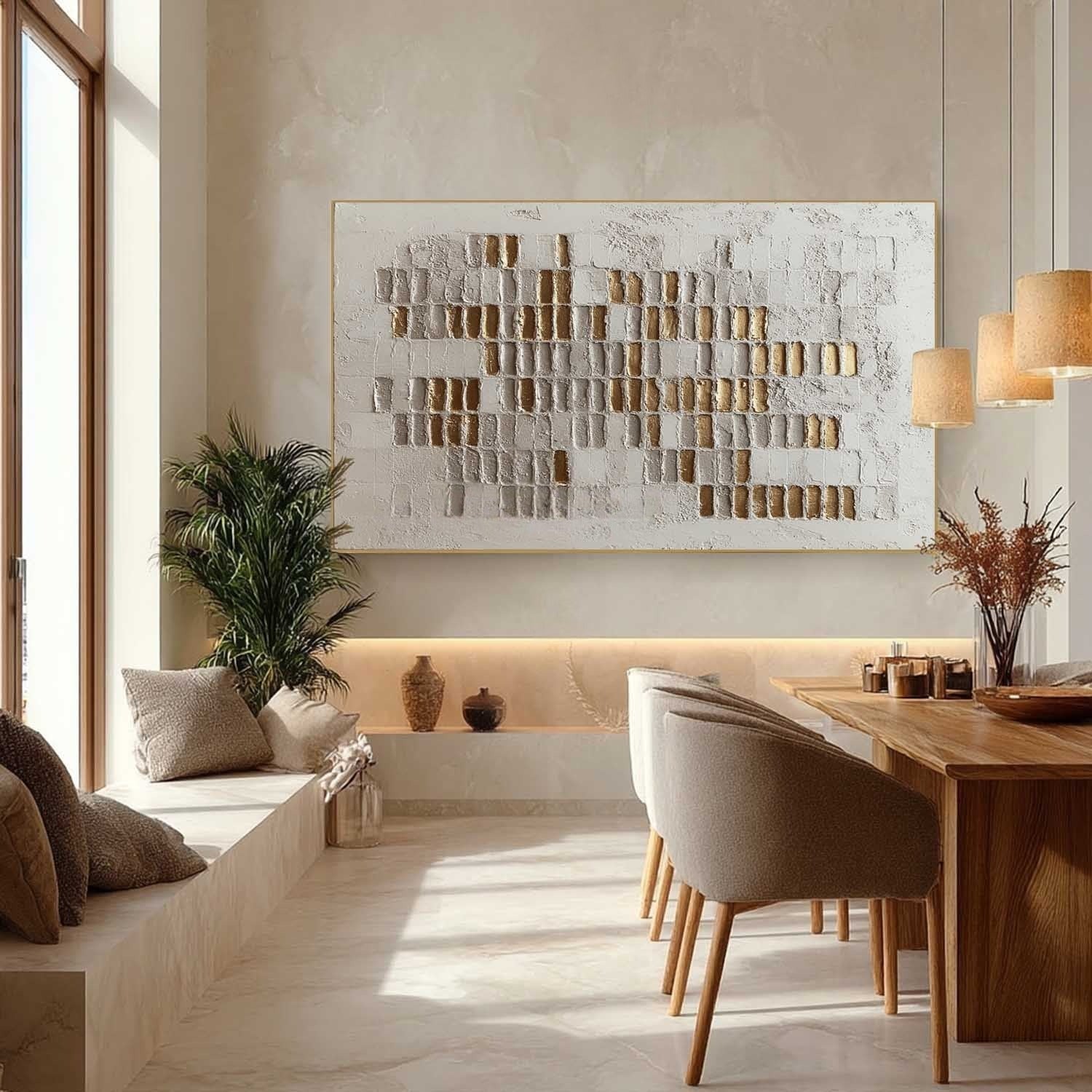 Wall Art Horizontal 3D Impasto Gold - Neutralighting