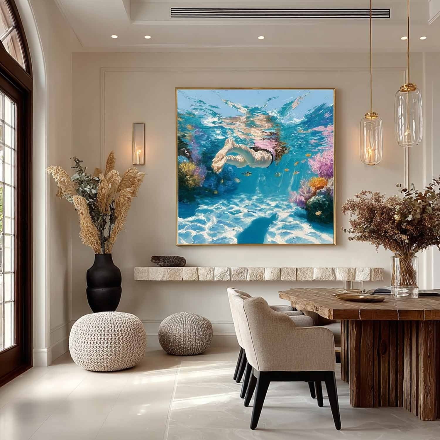 Wall Art Underwater Swimmer Coral Reef - Neutralighting