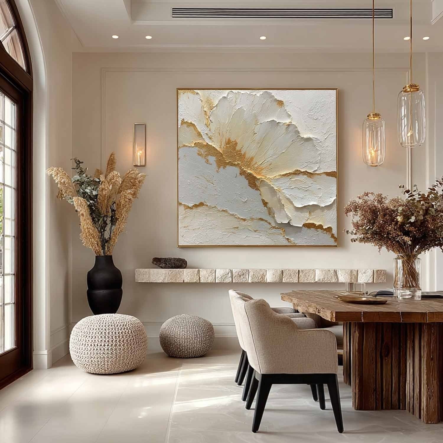 Wall Art Minimalist Textured Floral - Neutralighting