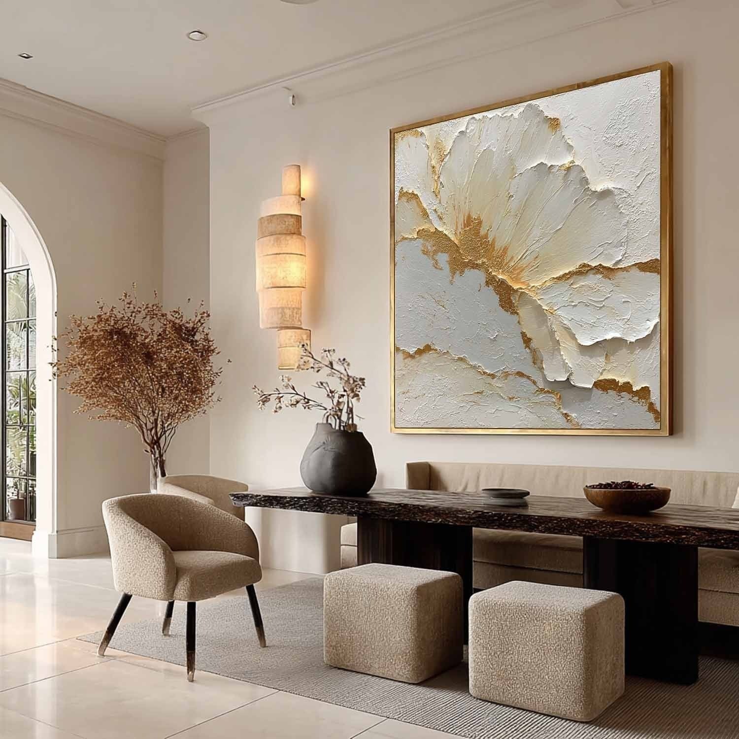Wall Art Minimalist Textured Floral - Neutralighting