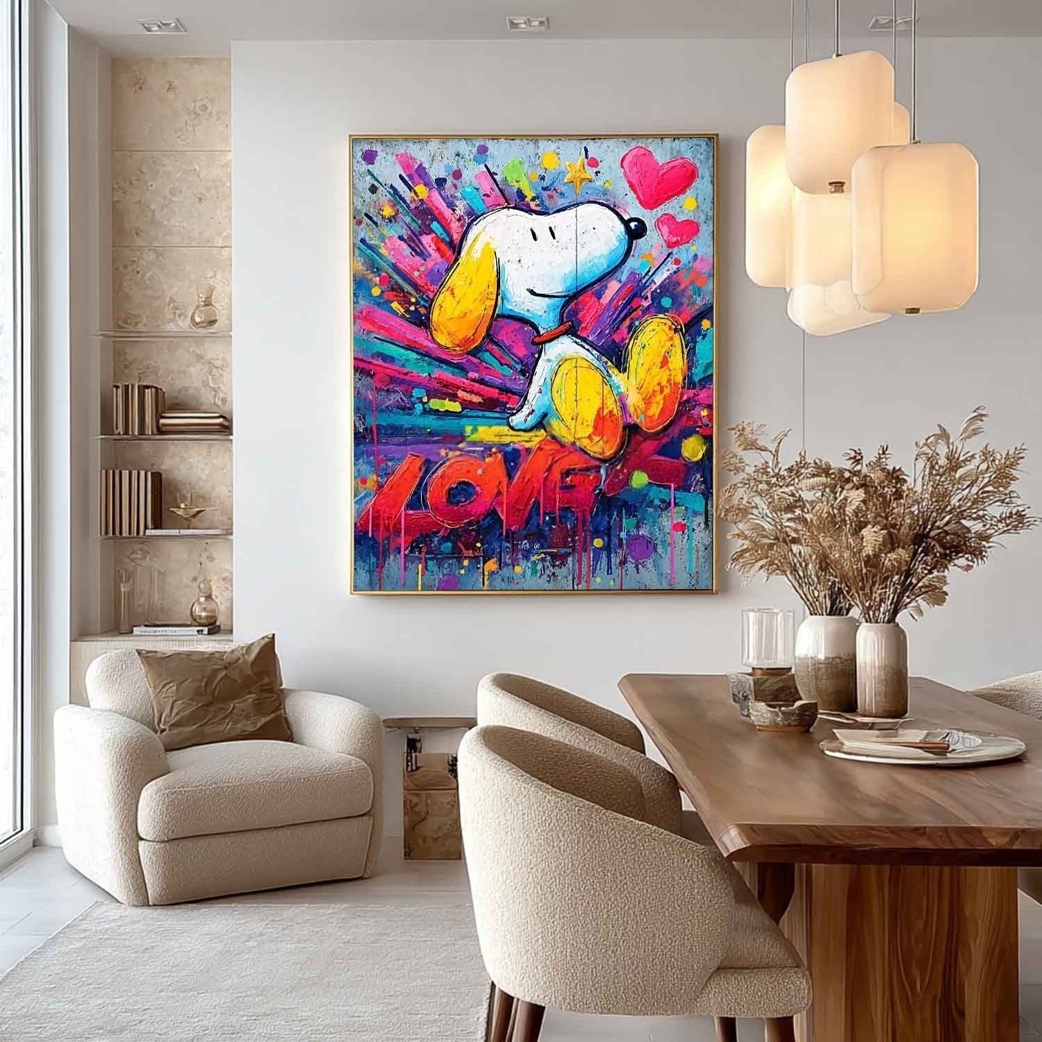 Snoopy Love Pop Art Impasto Painting - Neutralighting