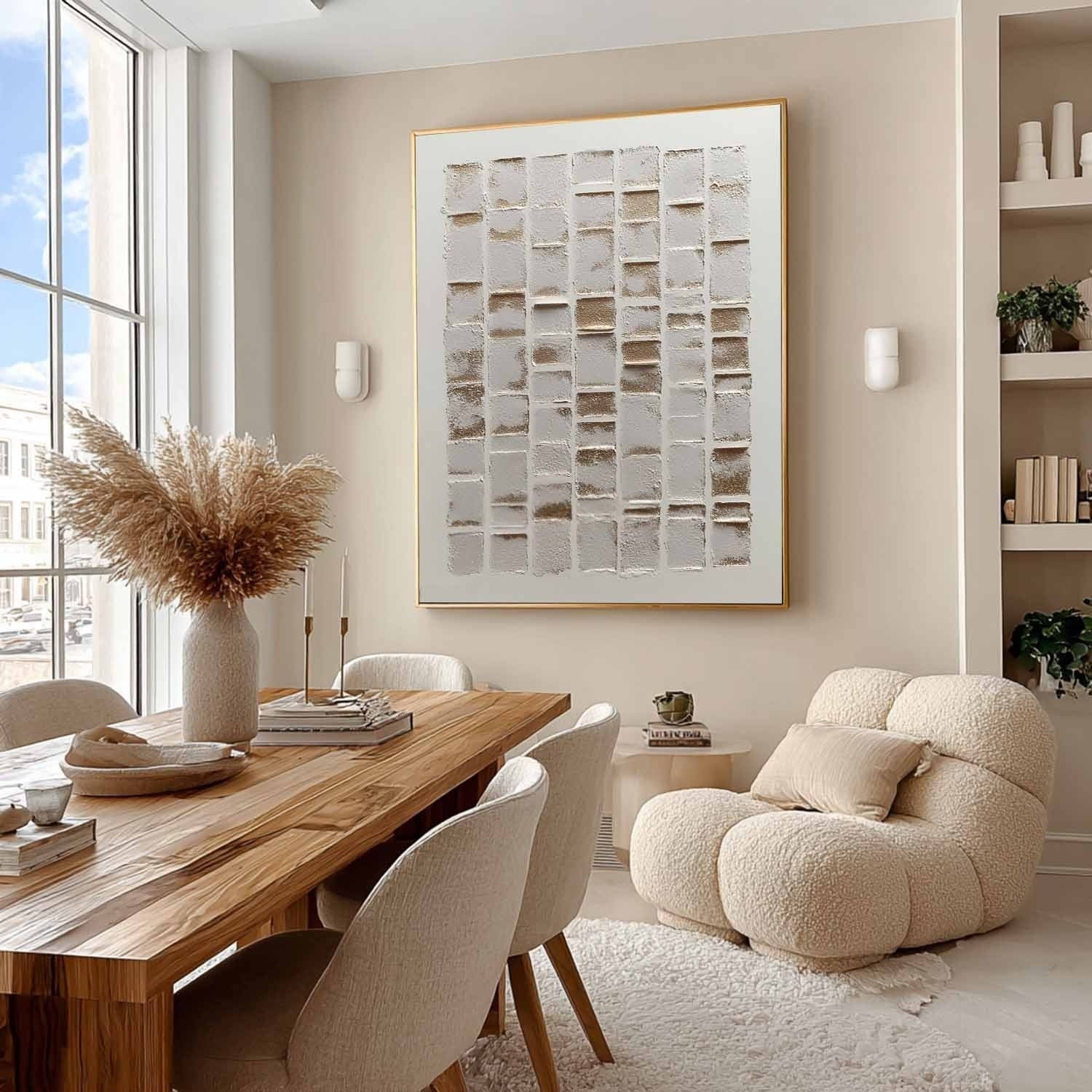 Wabi-Sabi Stacked Tiles Bas-Relief Painting - Neutralighting