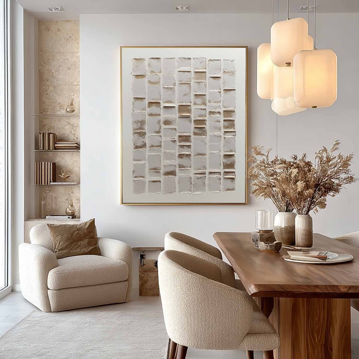 Wabi-Sabi Stacked Tiles Bas-Relief Painting - Neutralighting