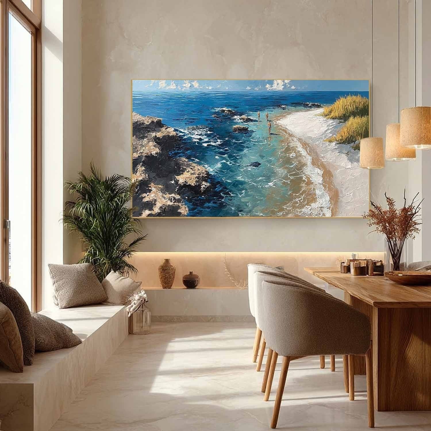 Cliffside Beach Impasto Painting - Neutralighting
