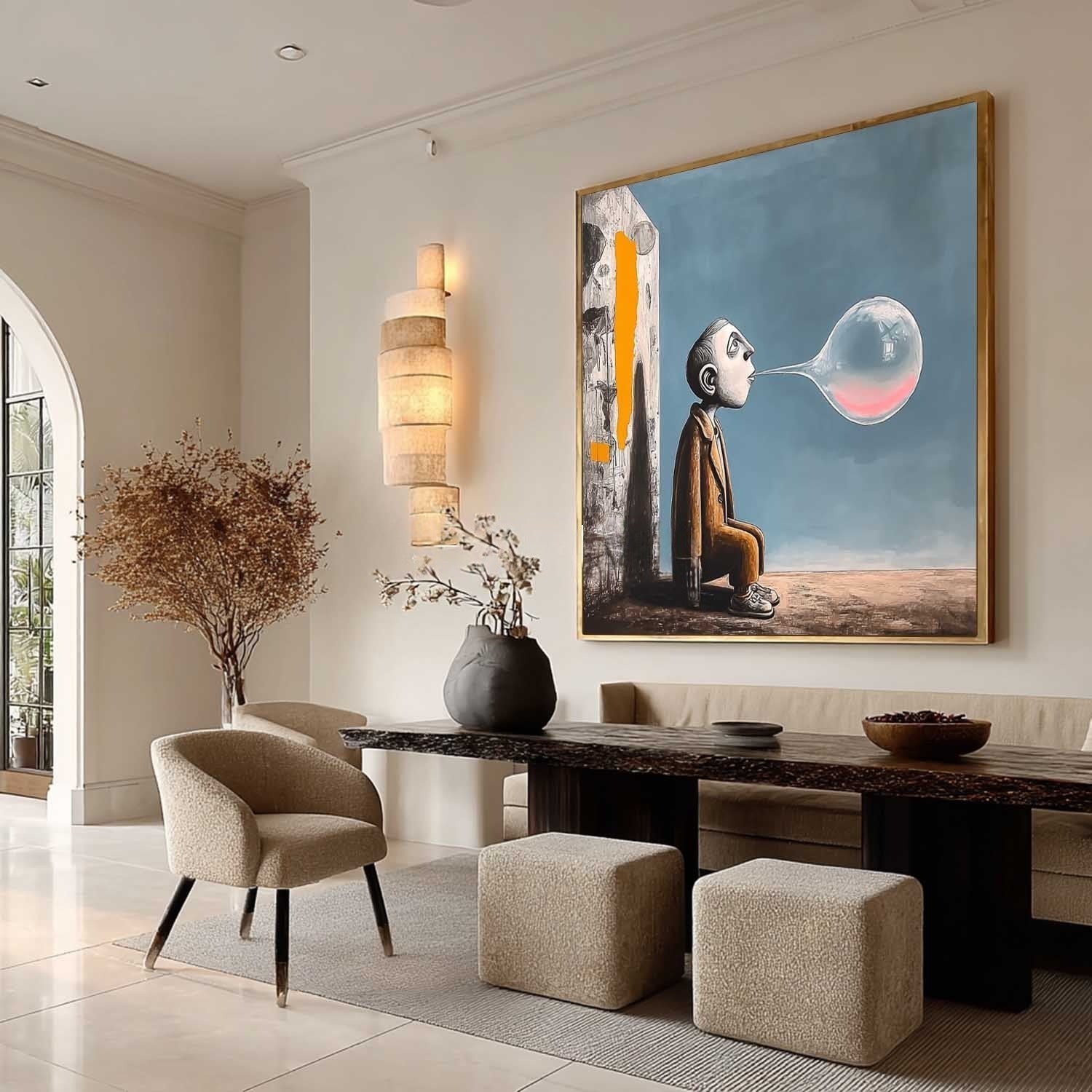 Wall Art Surreal Bubble Man Figure Oil Painting - Neutralighting