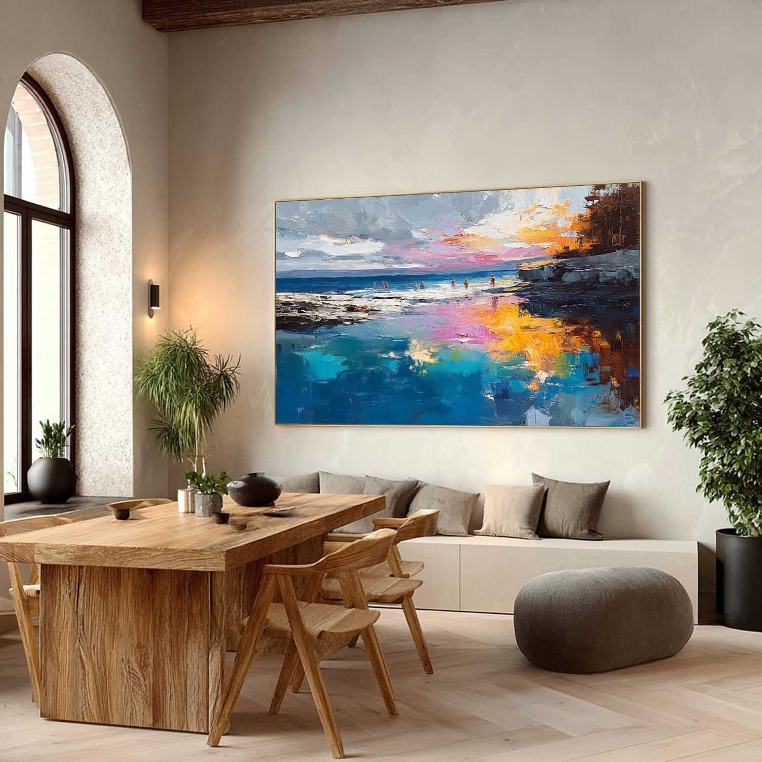 Vibrant Coastal Sunset Impasto Painting - Neutralighting