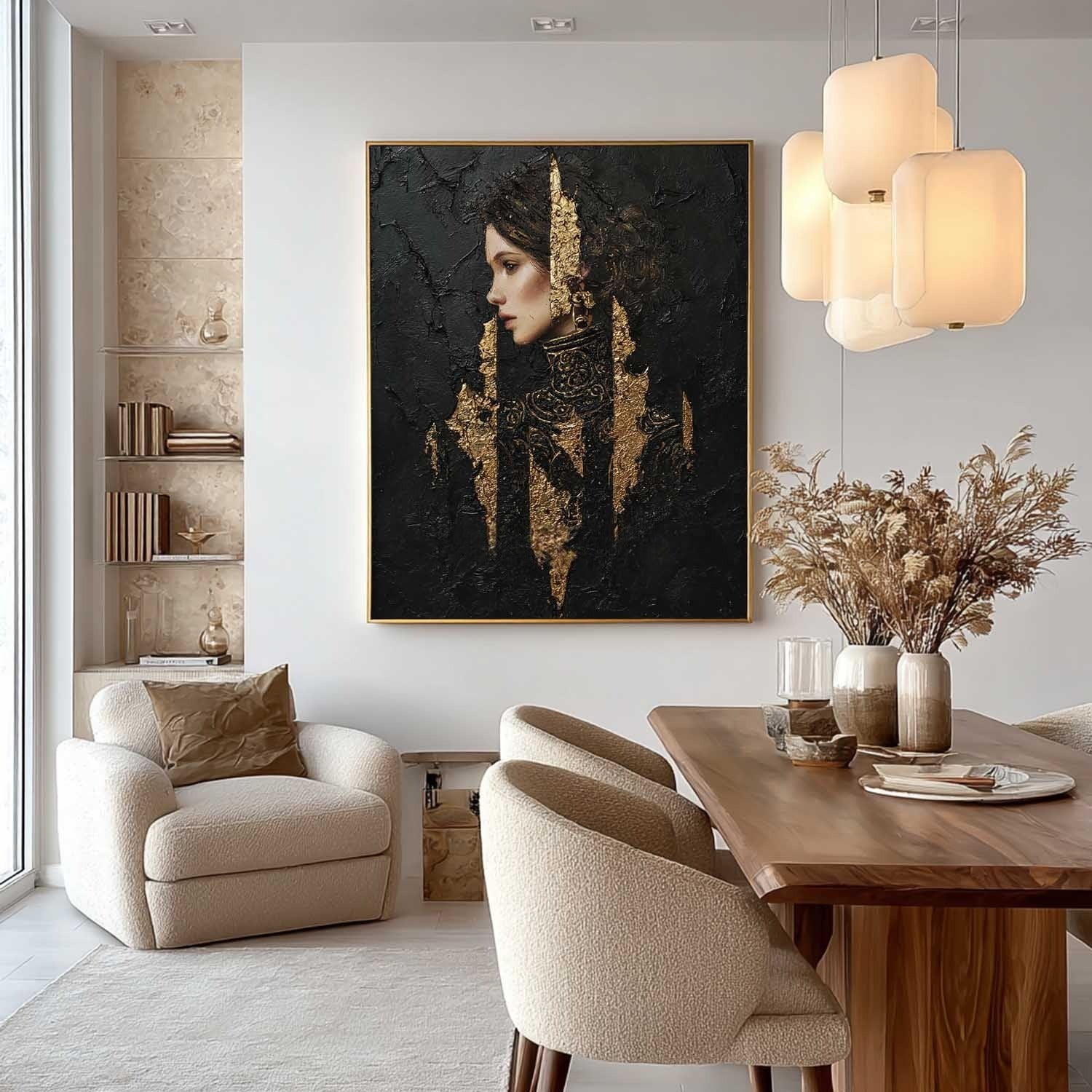 Golden Warrior Portrait Mixed Media Painting - Neutralighting