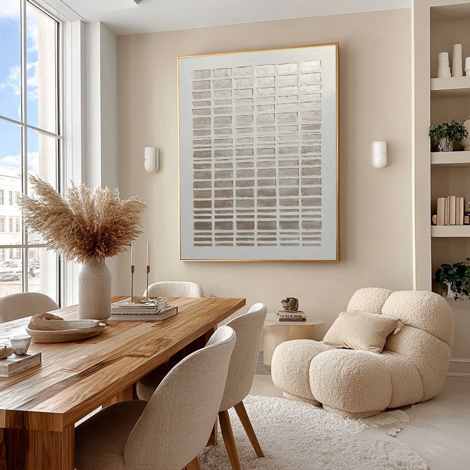 Wall Art Minimalist Gradient Grid Beige - Neutralighting