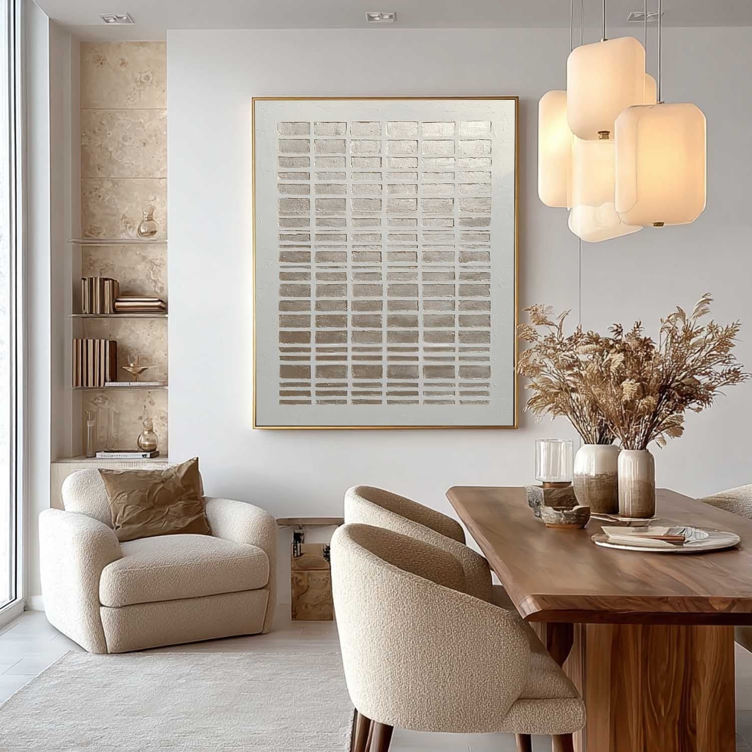 Wall Art Minimalist Gradient Grid Beige - Neutralighting