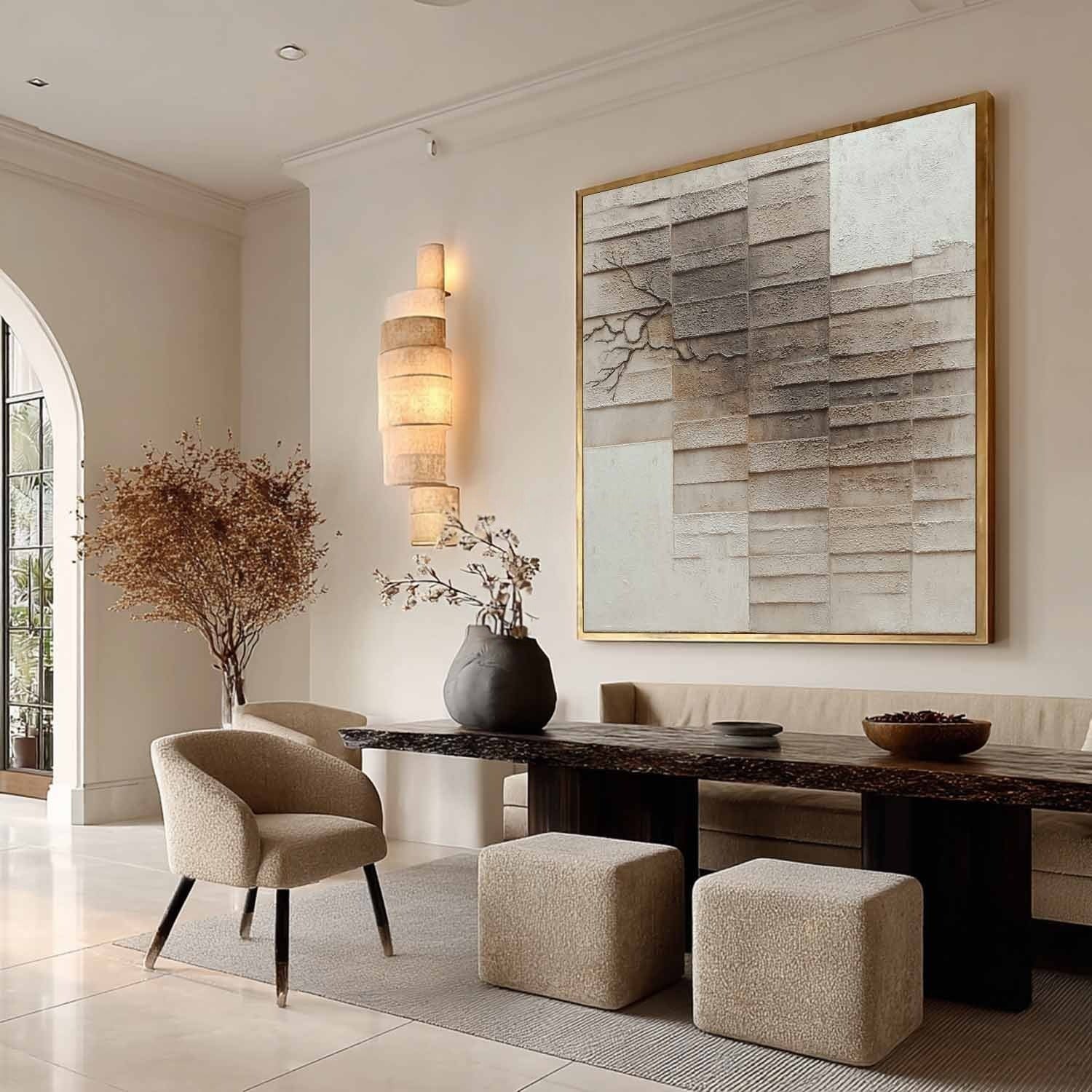 Wall Art Wabi-Sabi Textured Panel Tree Branch - Neutralighting