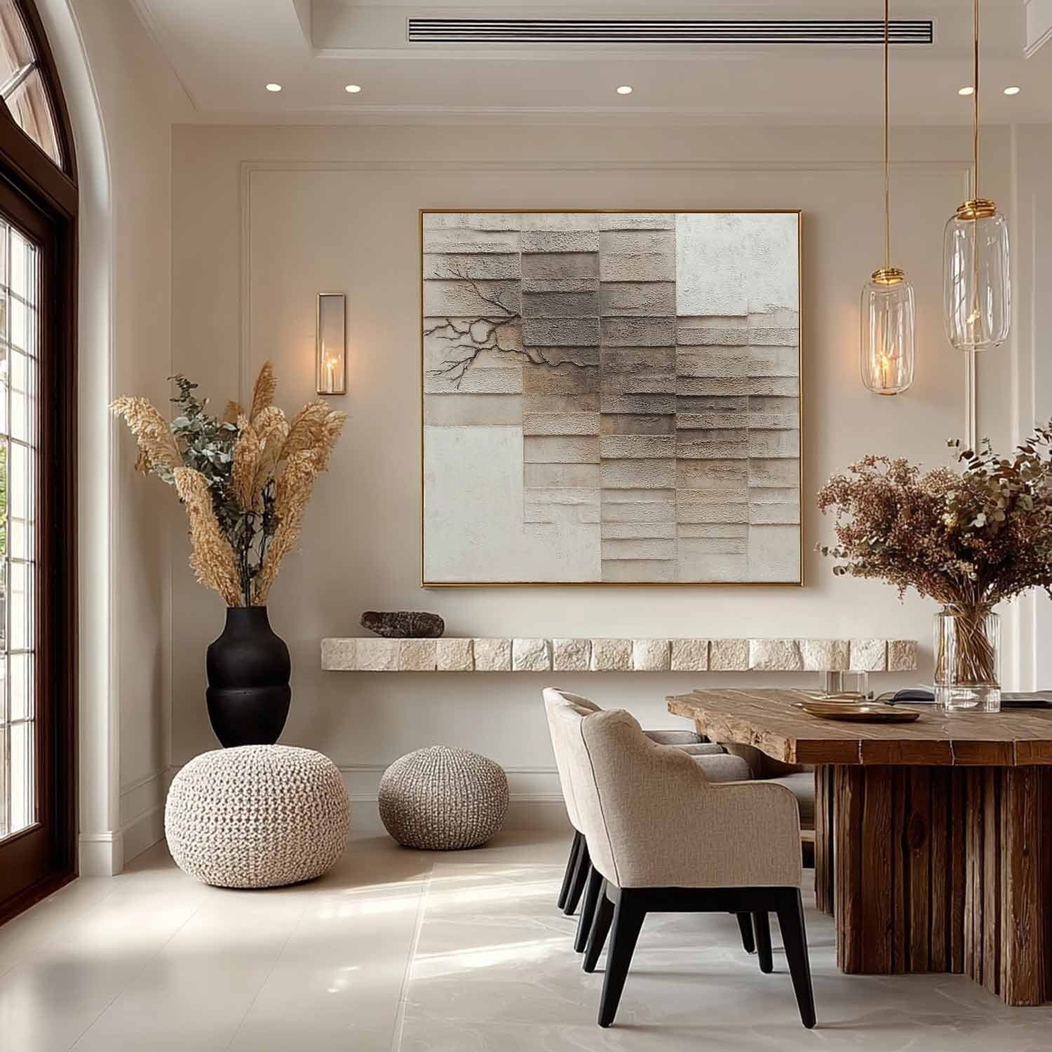 Wall Art Wabi-Sabi Textured Panel Tree Branch - Neutralighting