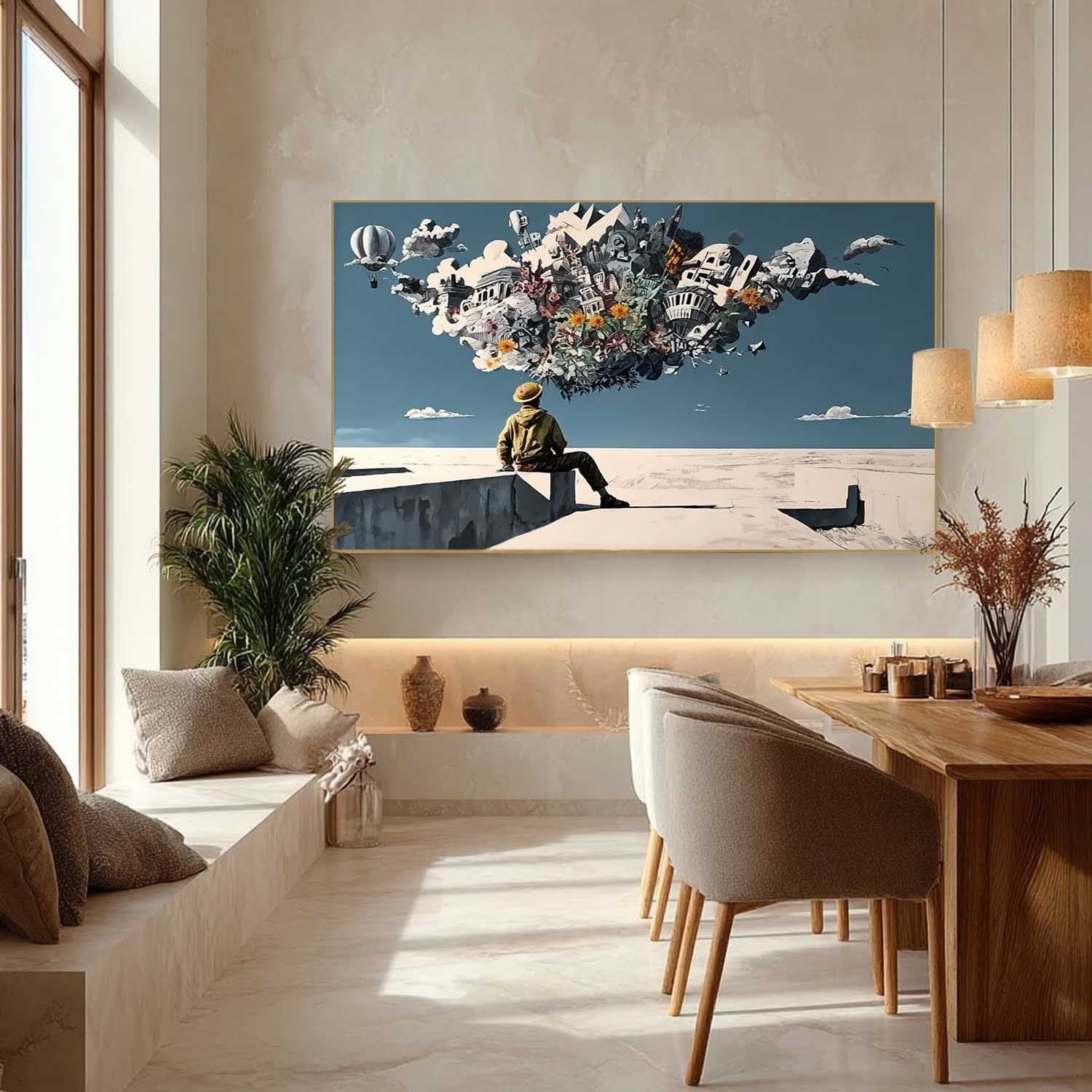 Wall Art Surreal Man Dreaming Floating - Neutralighting