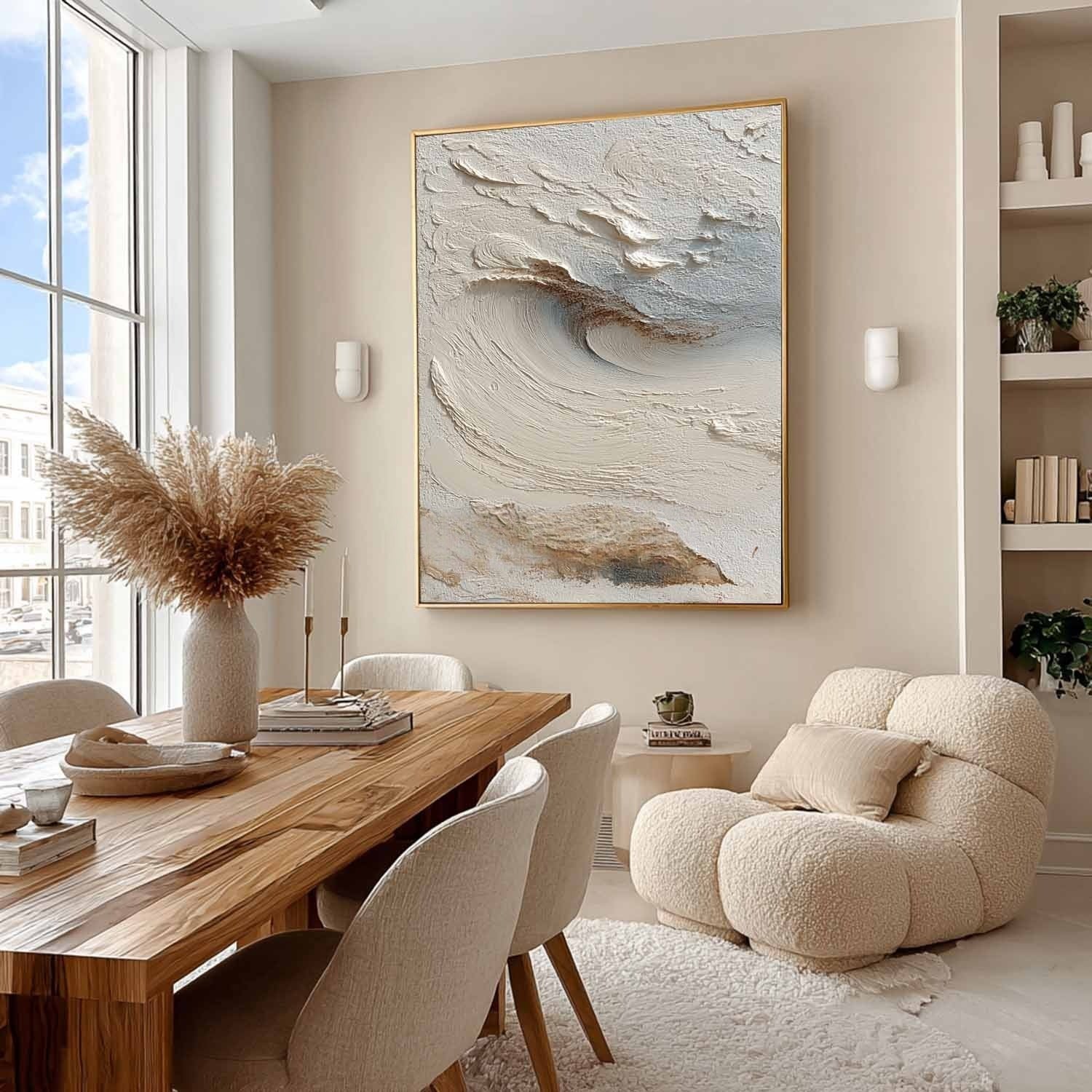 Wall Art Abstract Sand Dune Beige Textured - Neutralighting