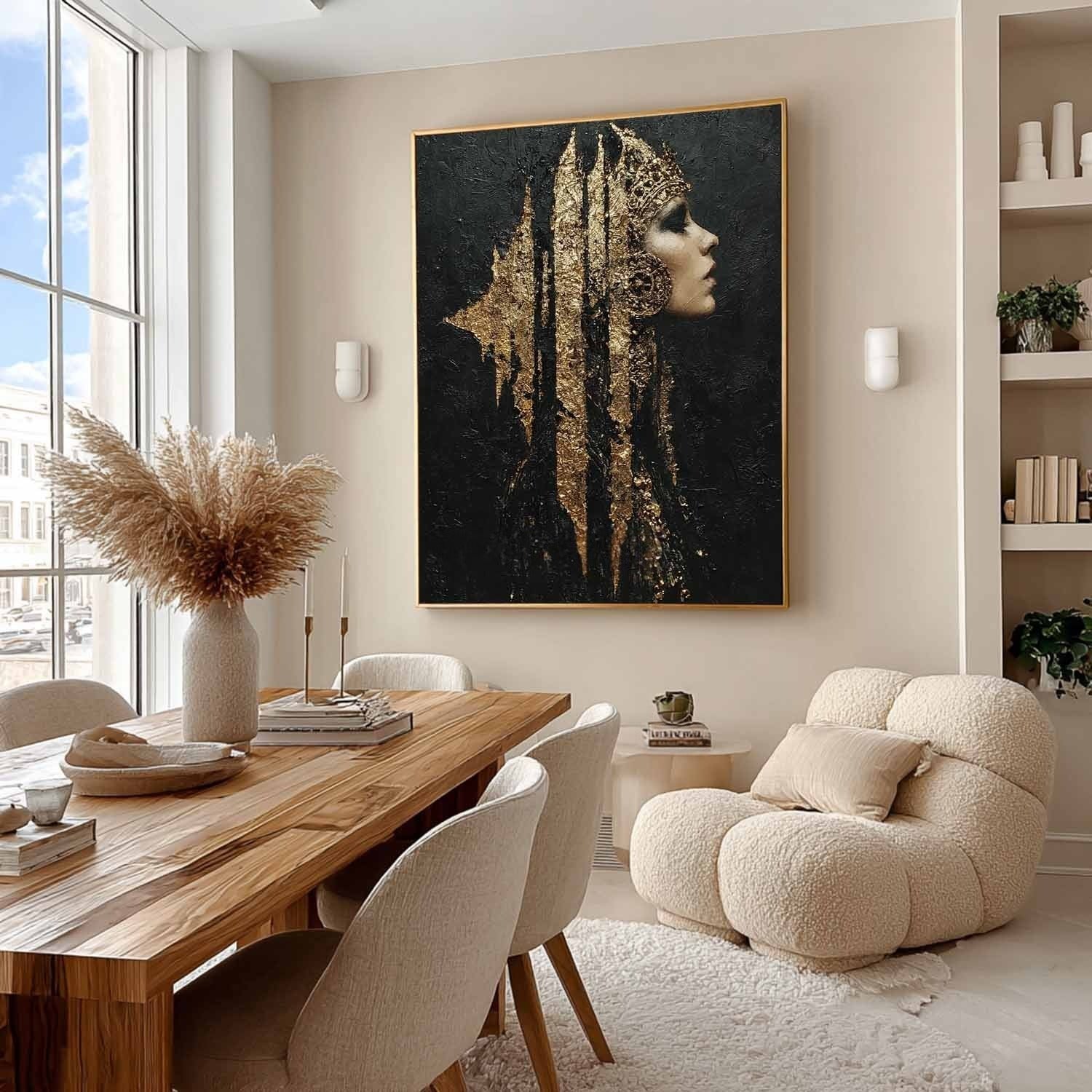 Wall Art Black Gold Queen Profile Portrait - Neutralighting