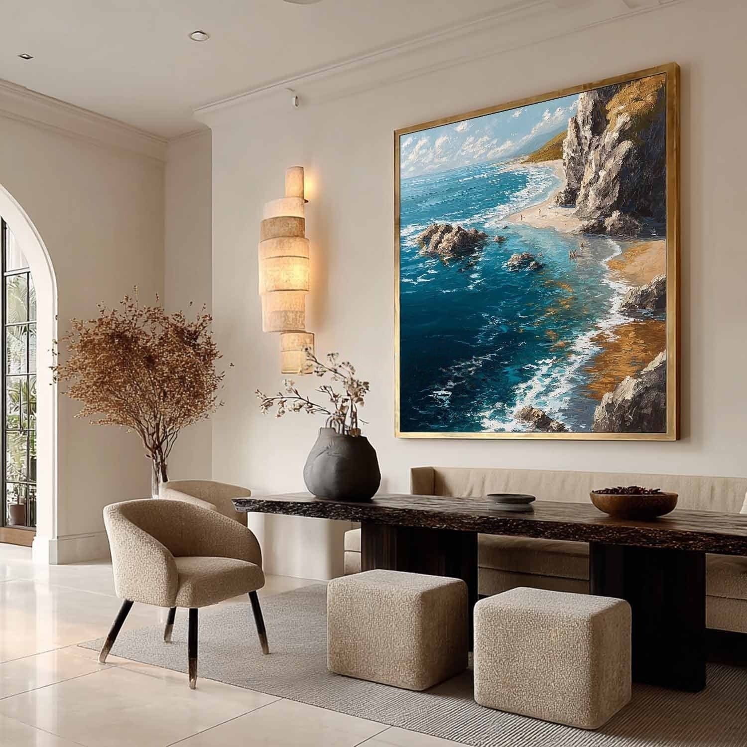 Wall Art Coastal Cliff Beach Turquoise Ocean - Neutralighting