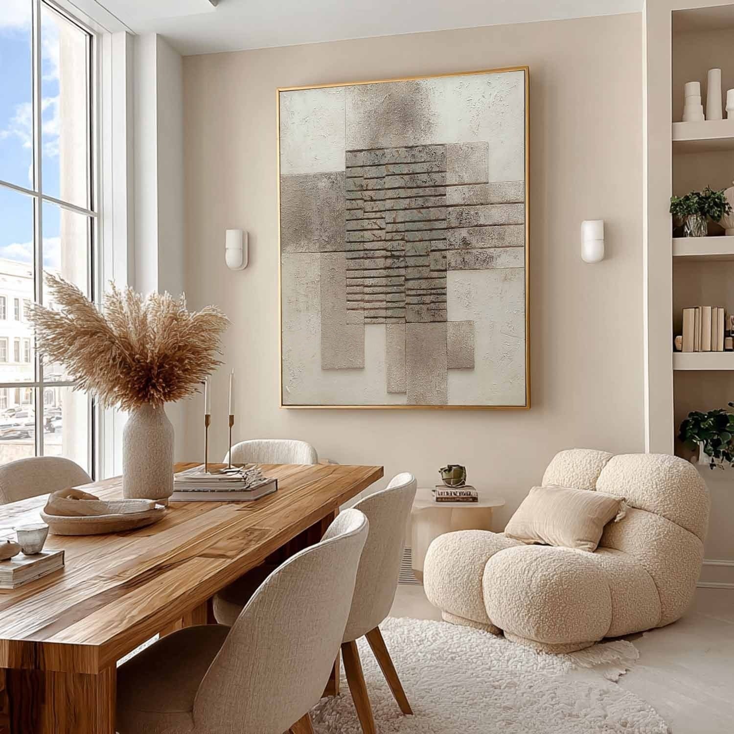 Wabi-Sabi Stacked Stone Bas-Relief Painting - Neutralighting