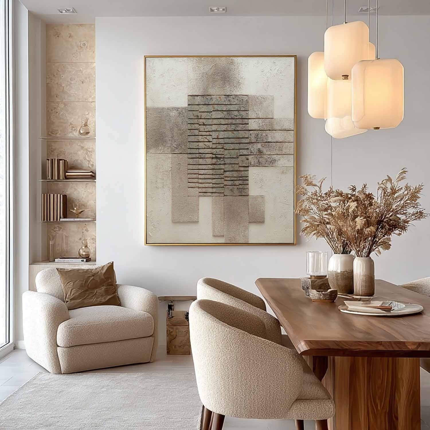 Wabi-Sabi Stacked Stone Bas-Relief Painting - Neutralighting