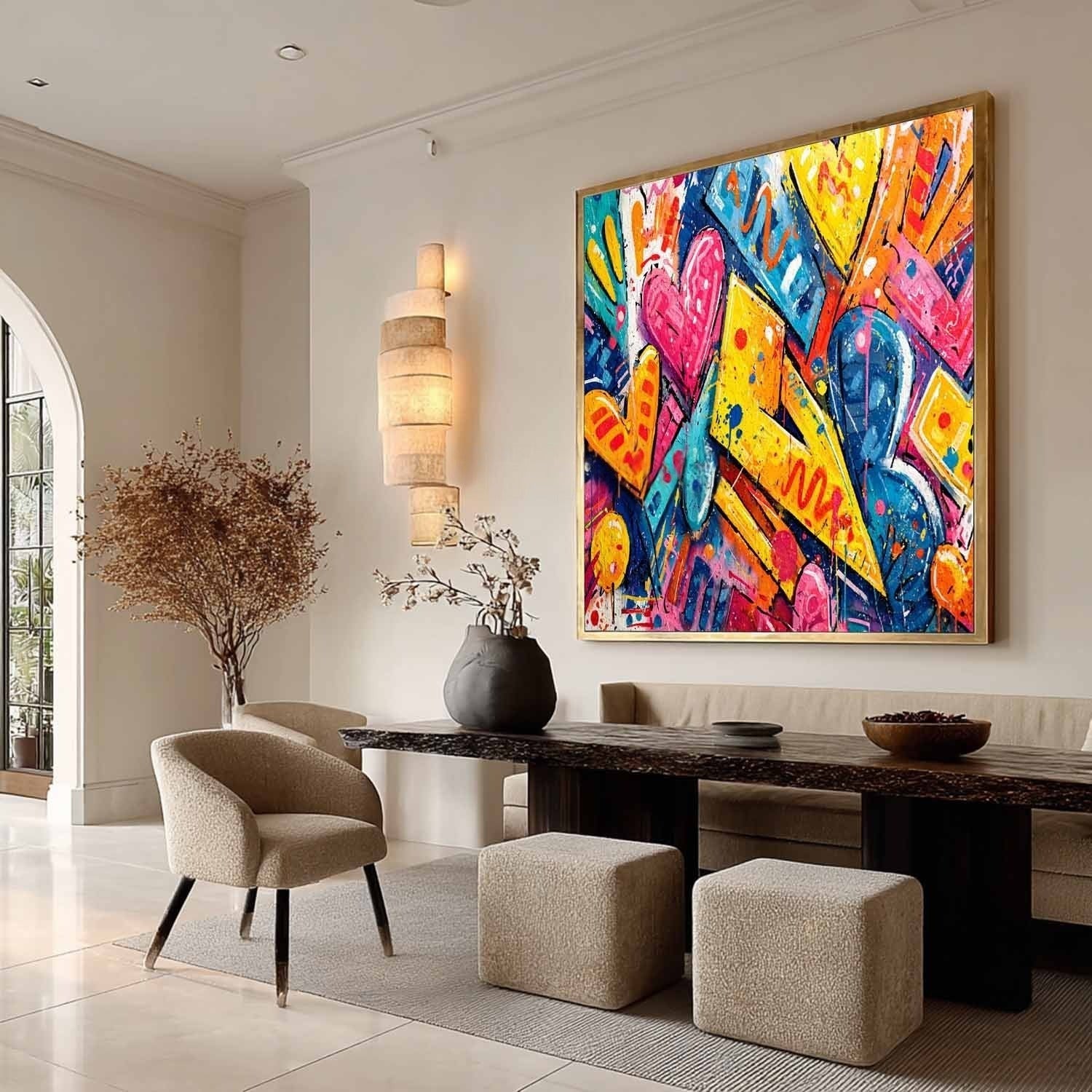 Graffiti Love Hearts Pop Art Impasto Painting - Neutralighting