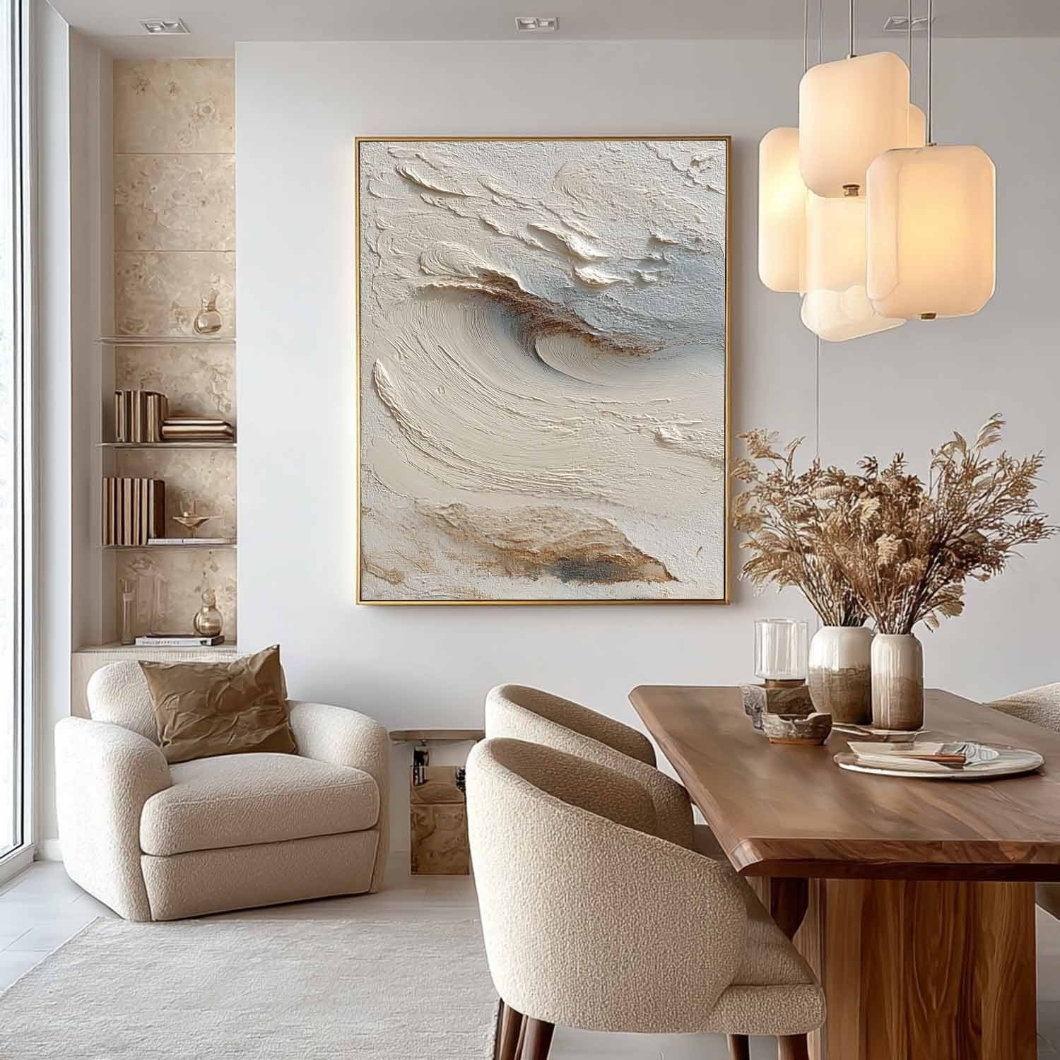 Wall Art Abstract Sand Dune Beige Textured - Neutralighting