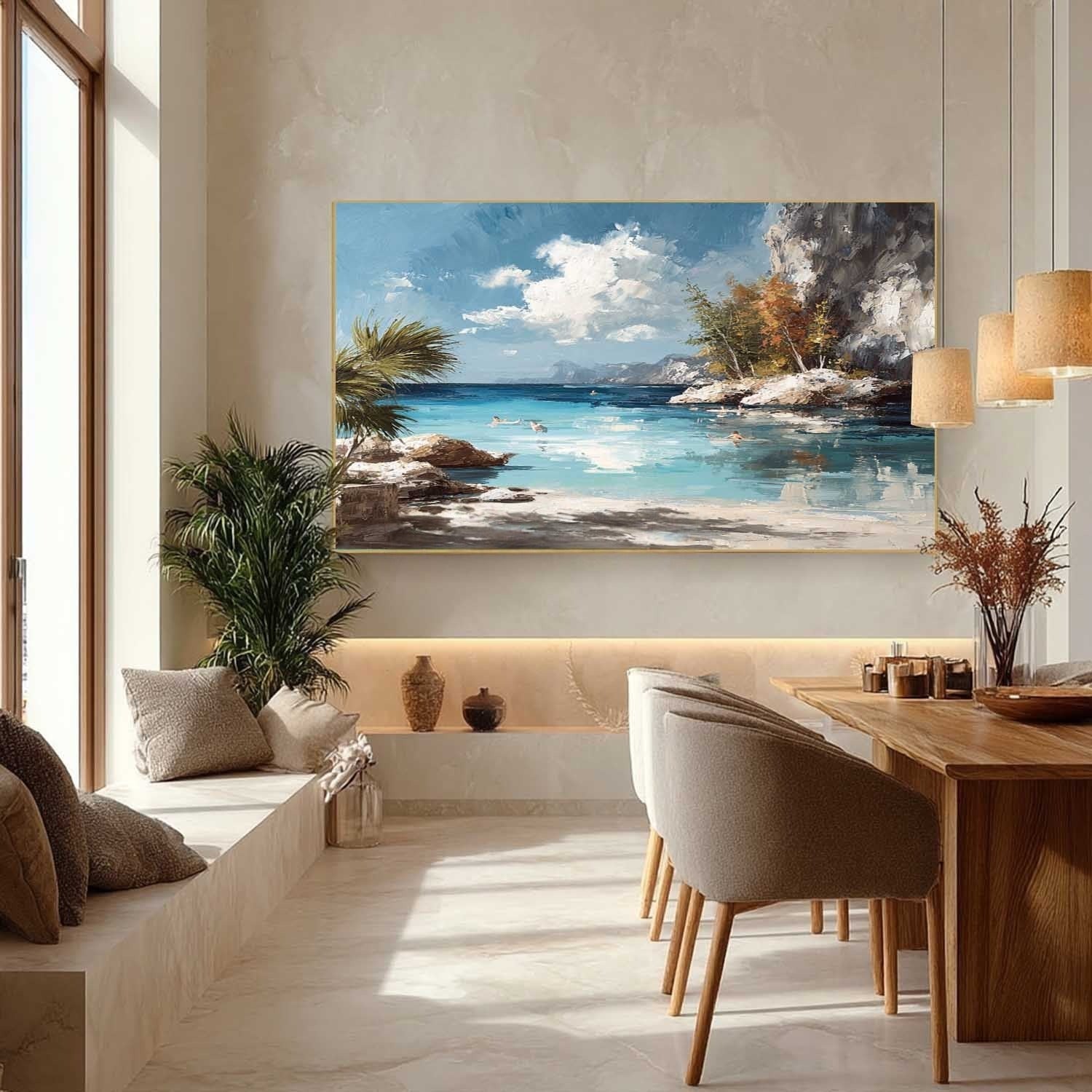 Tropical Cliffside Bay Impasto Painting - Neutralighting