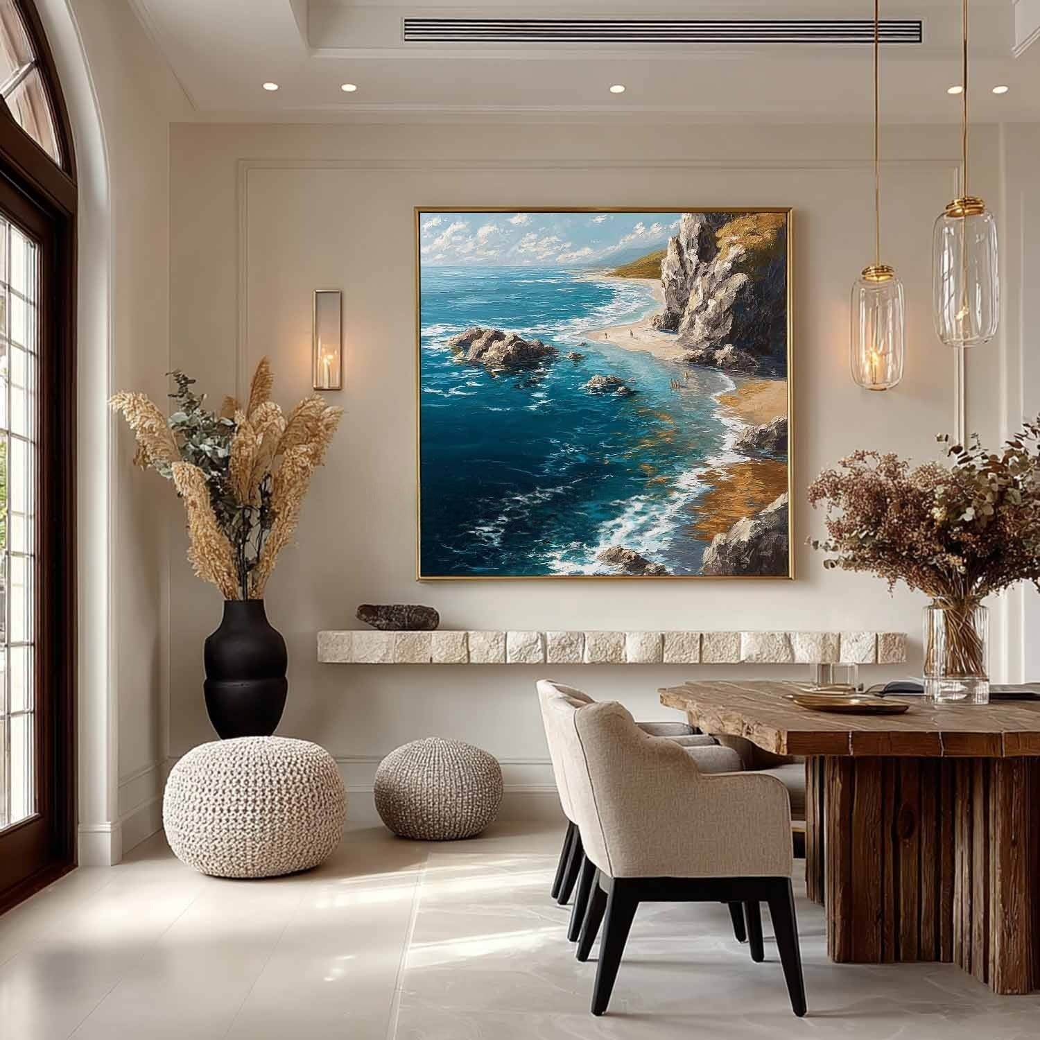Wall Art Coastal Cliff Beach Turquoise Ocean - Neutralighting