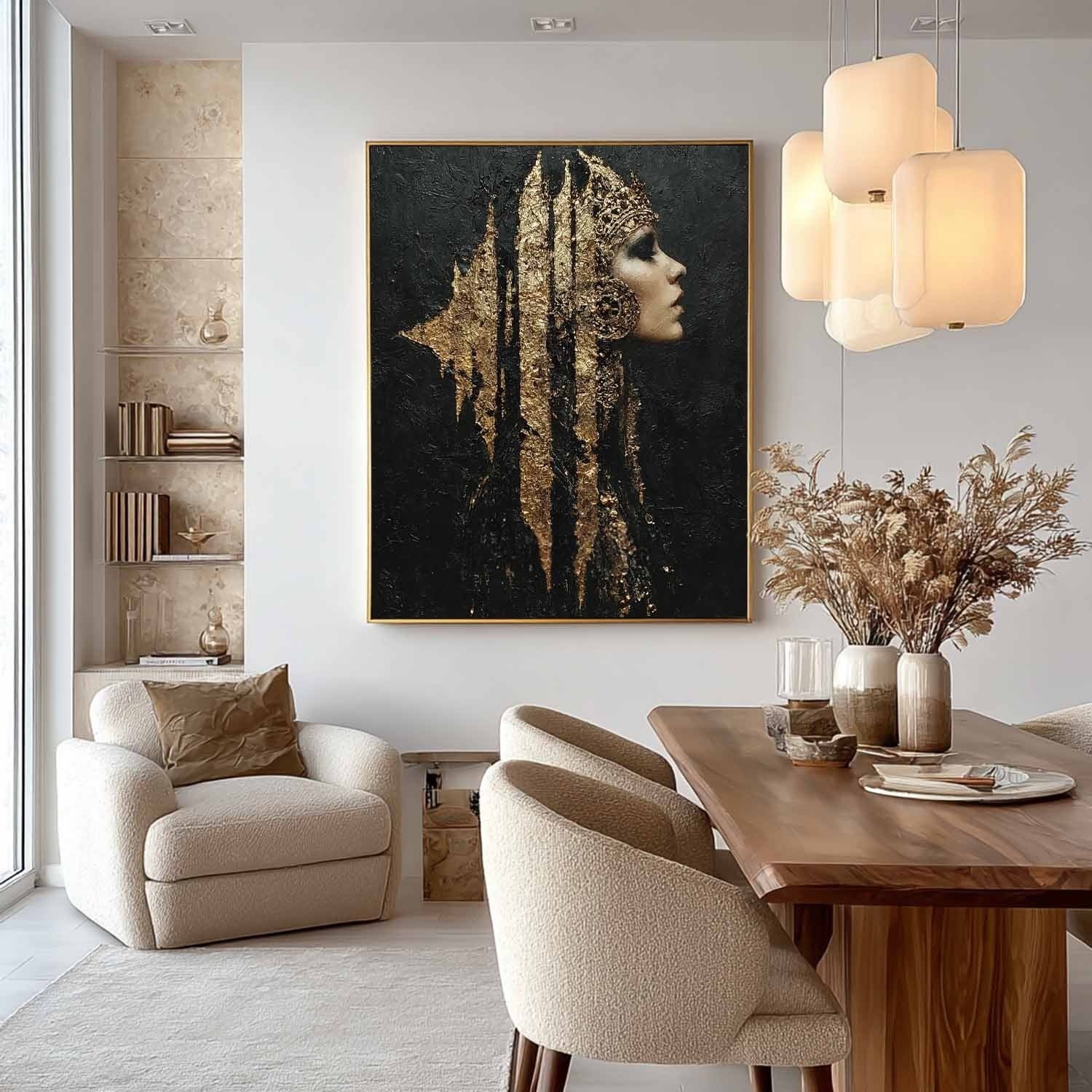 Wall Art Black Gold Queen Profile Portrait - Neutralighting