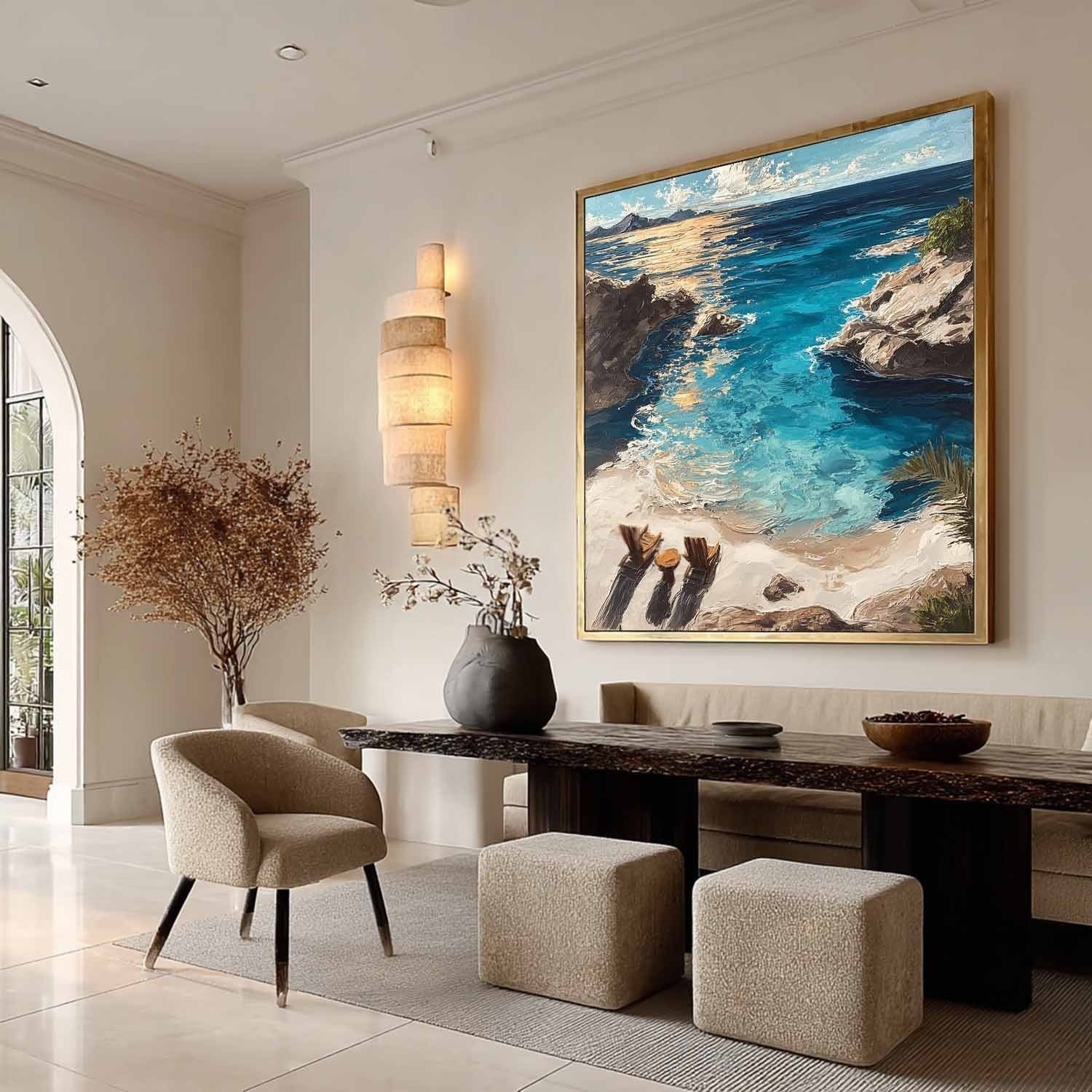 Wall Art Coastal Cove Beach Chairs Turquoise Ocean - Neutralighting