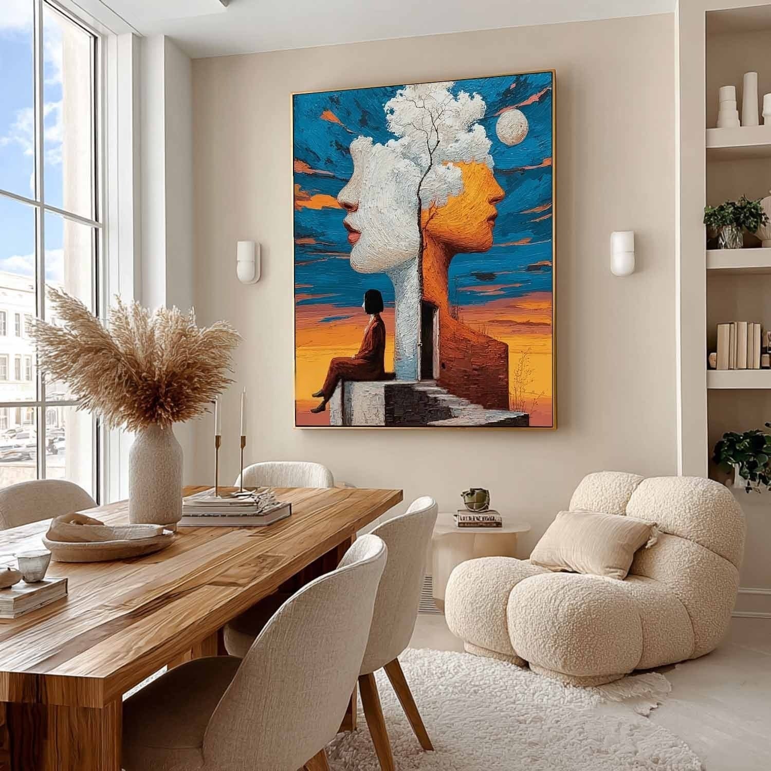 Wall Art Surreal Double Face Tree Figure - Neutralighting