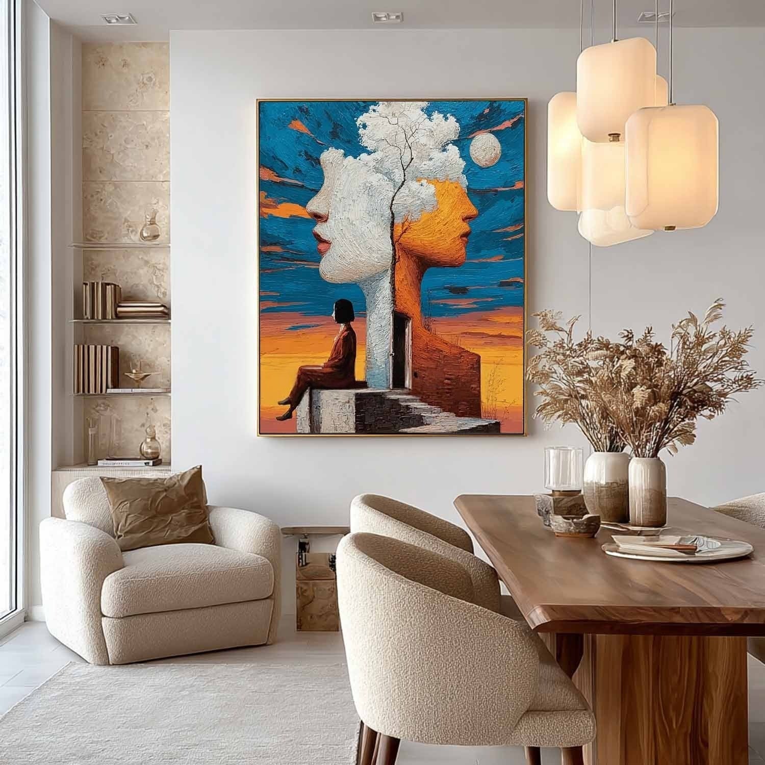 Wall Art Surreal Double Face Tree Figure - Neutralighting