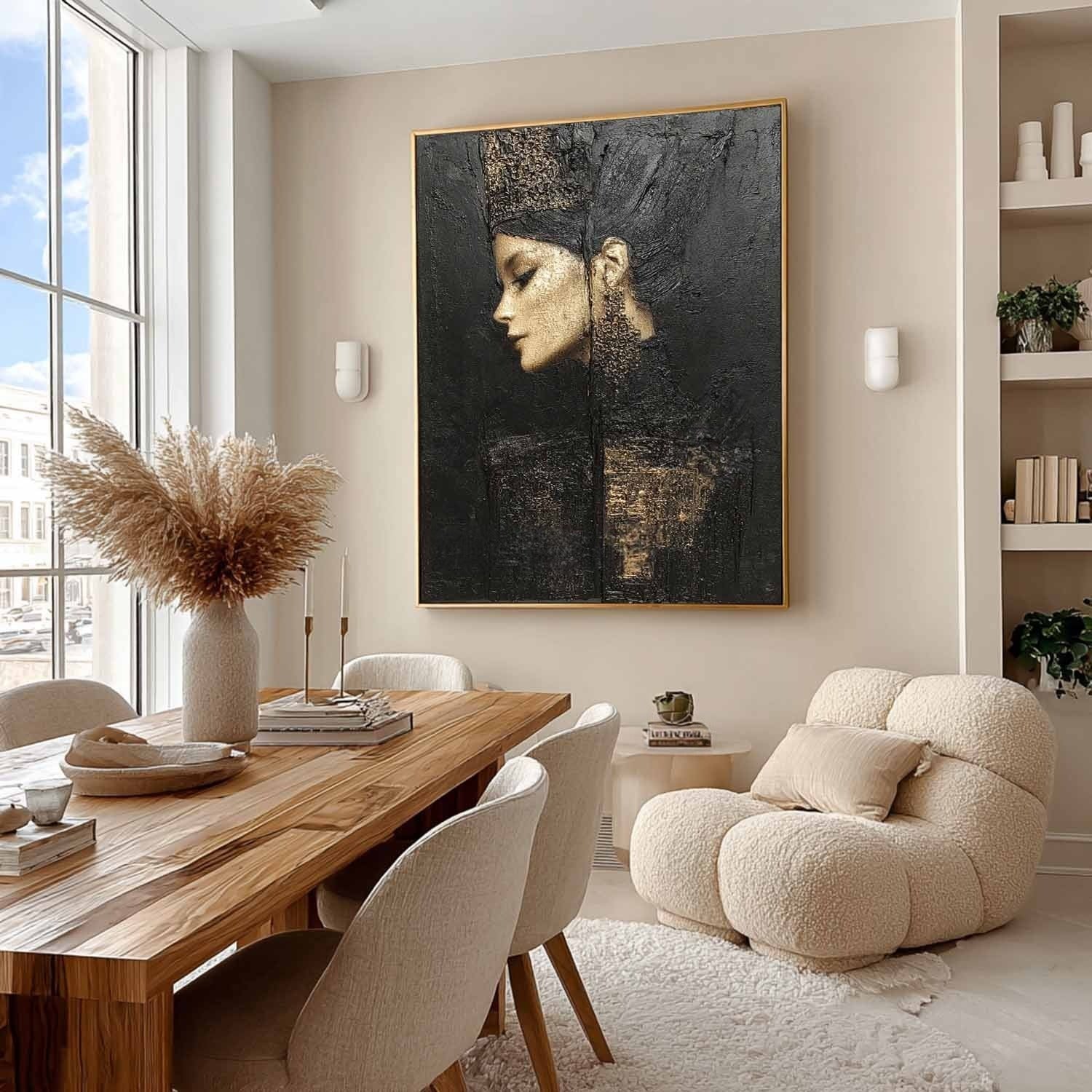 Wall Art Black Gold Female Profile Portrait - Neutralighting