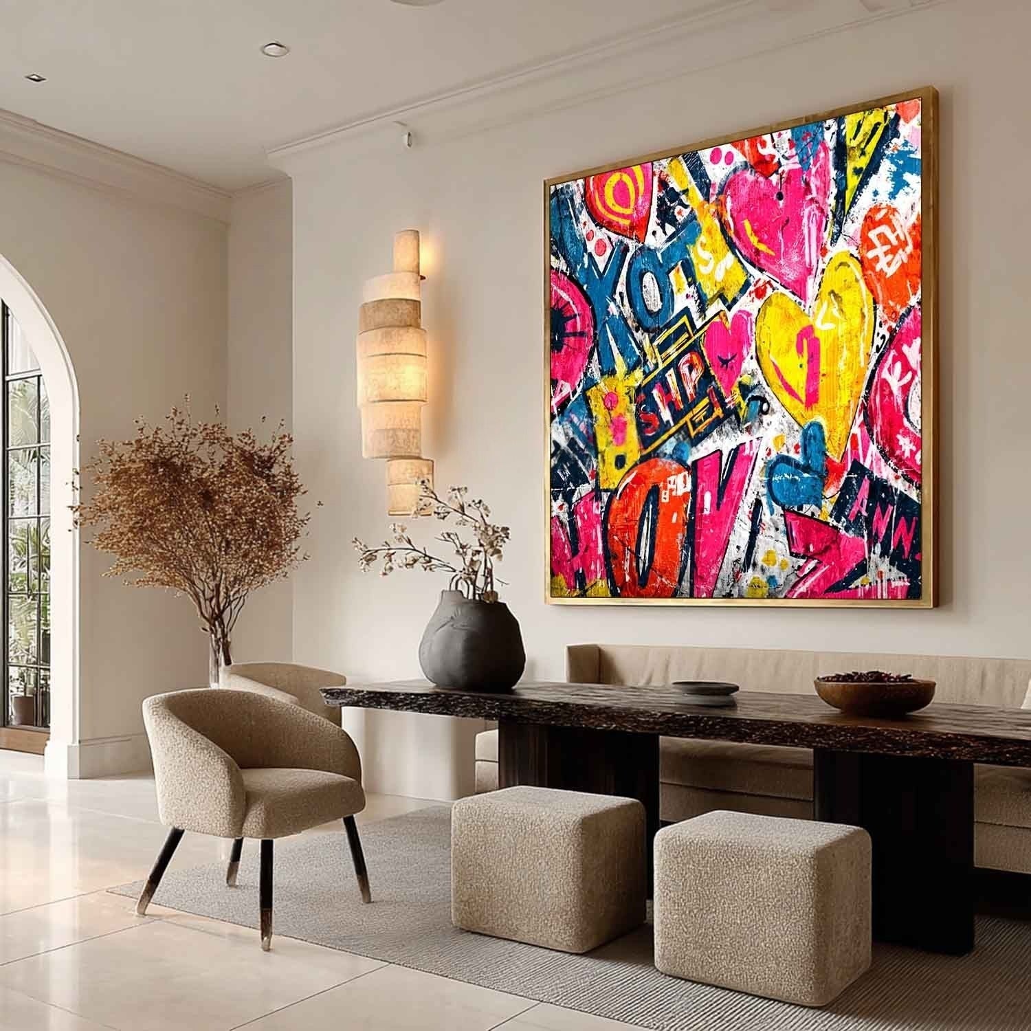 Wall Art Pop Art Graffiti Heart Love Street - Neutralighting