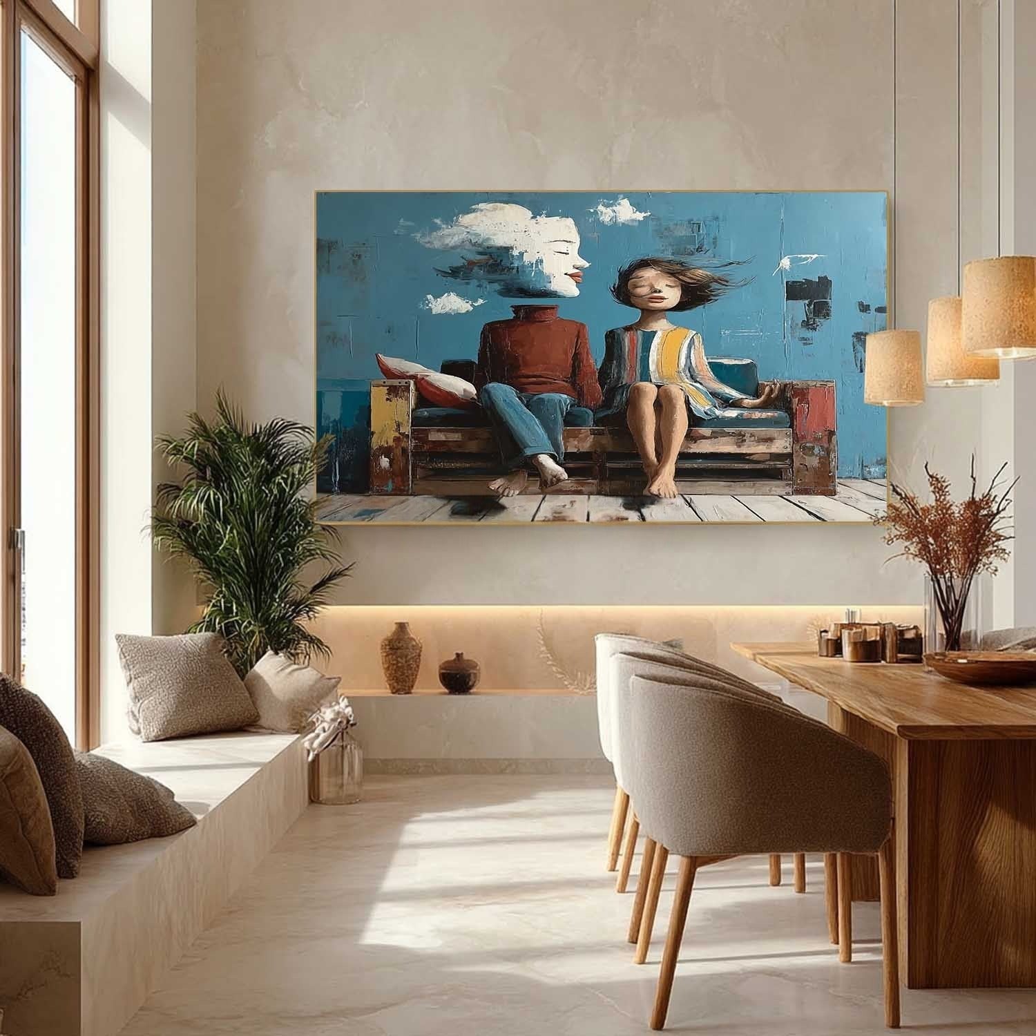 Surreal Couple Cloud Portrait Art Oil Painting - Neutralighting