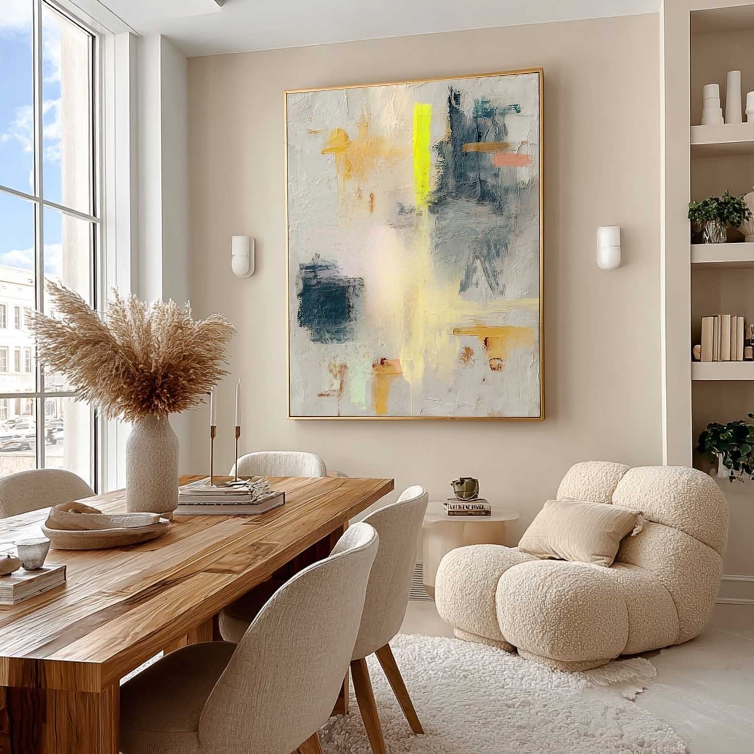 Wall Art Pastel Abstract Yellow Pink Teal - Neutralighting
