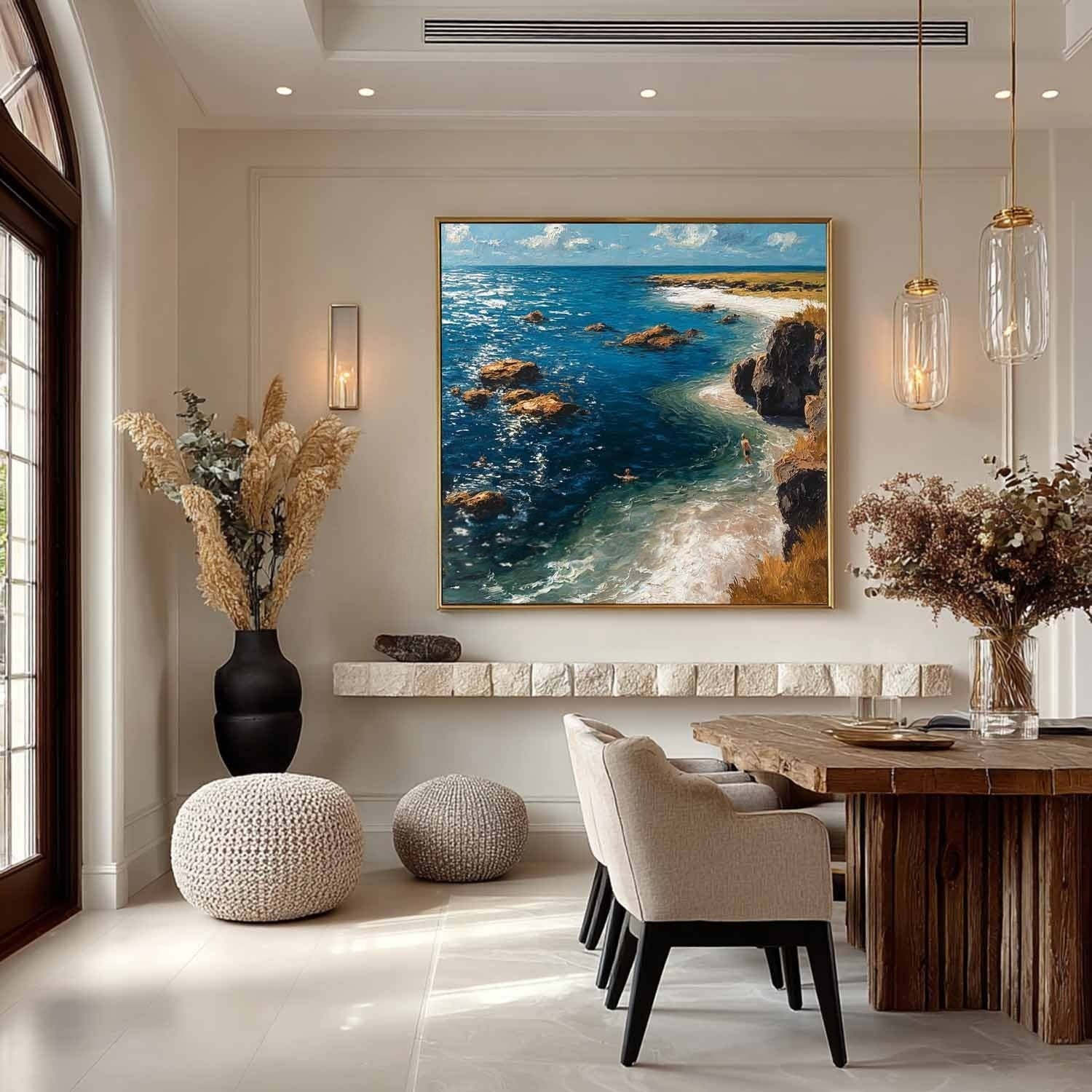 Cliffside Coastal Vista Impasto Painting - Neutralighting