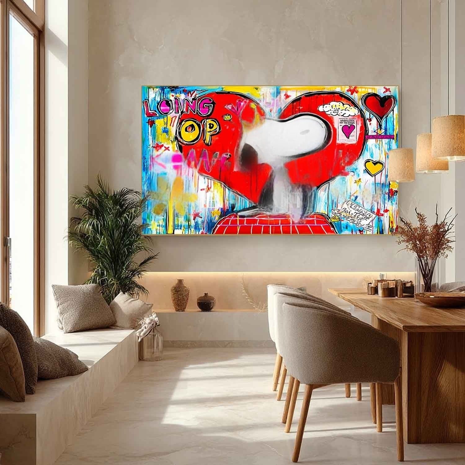 Snoopy King of Hearts Pop Art Impasto Painting - Neutralighting