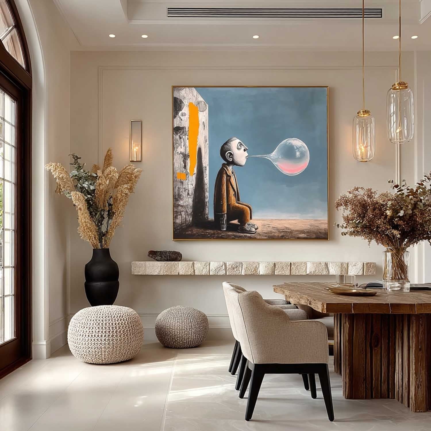 Wall Art Surreal Bubble Man Figure Oil Painting - Neutralighting