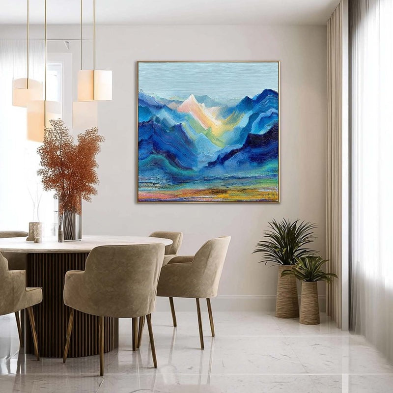 Wall Art Impressionist Abstract Sunlit Mountain - Neutralighting