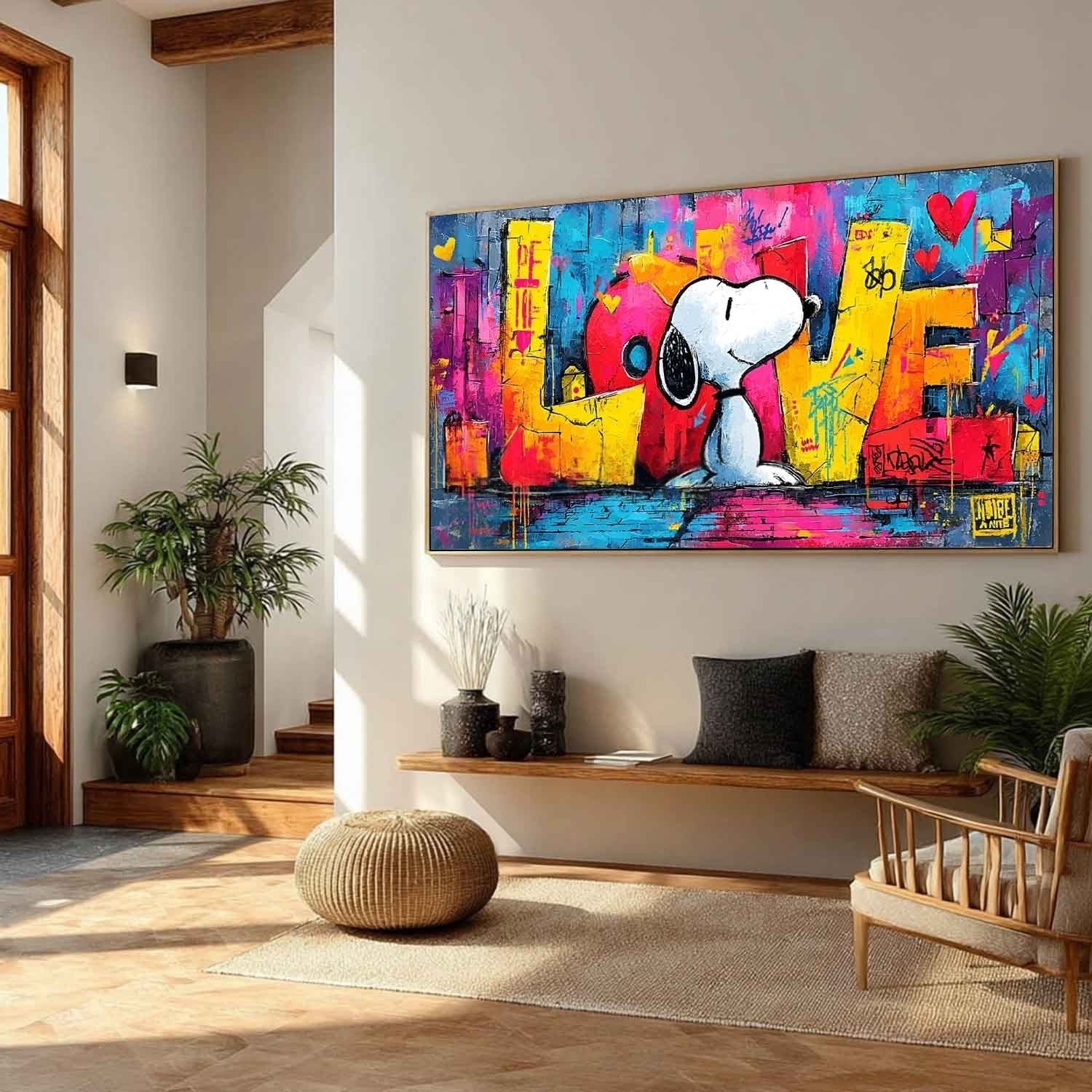 Snoopy Love Graffiti Pop Art Impasto Painting - Neutralighting