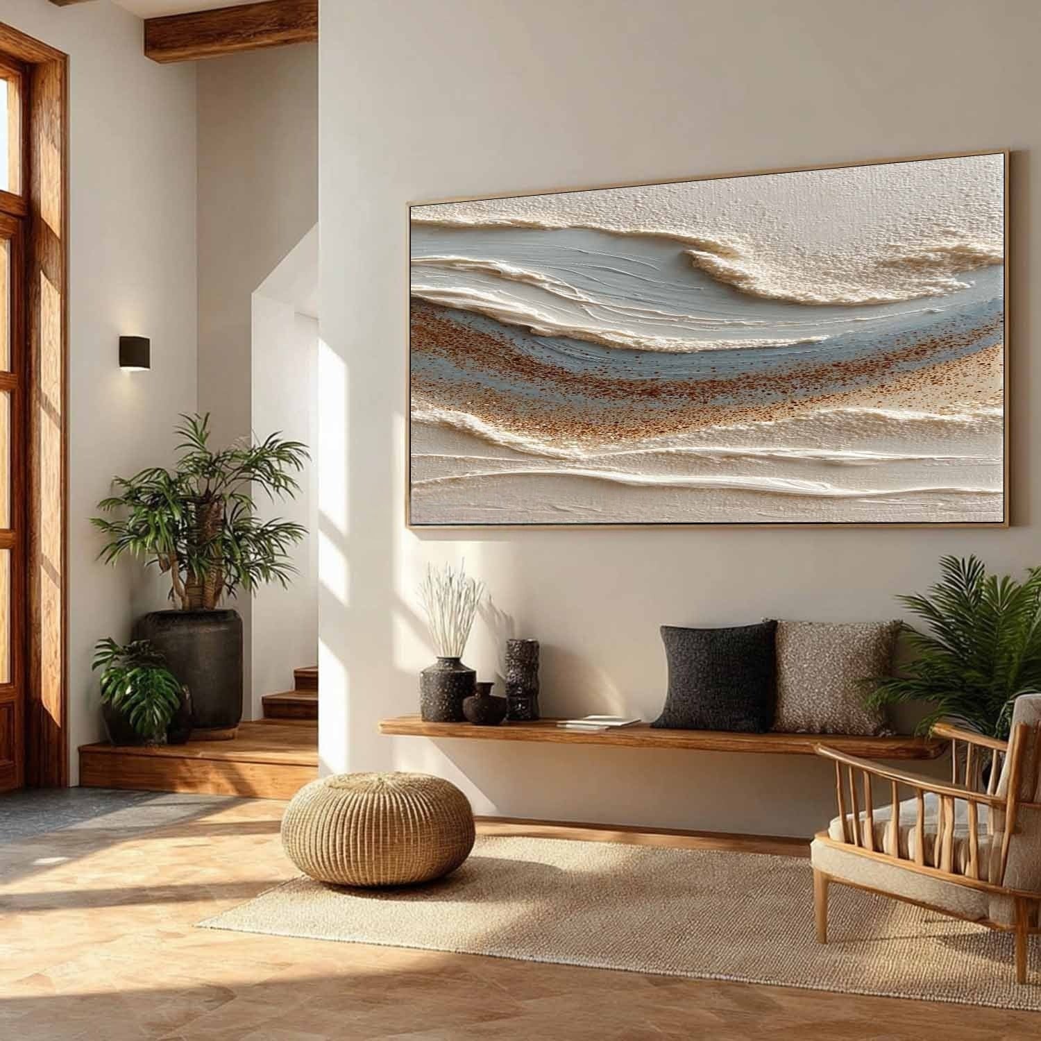 Wall Art Abstract Coastal Sand Wave Beige - Neutralighting